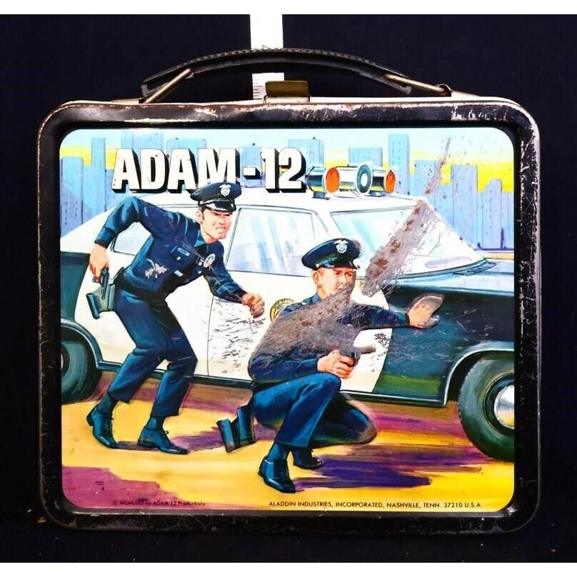 Vintage metal Adam 12 lunchbox w/ thermos