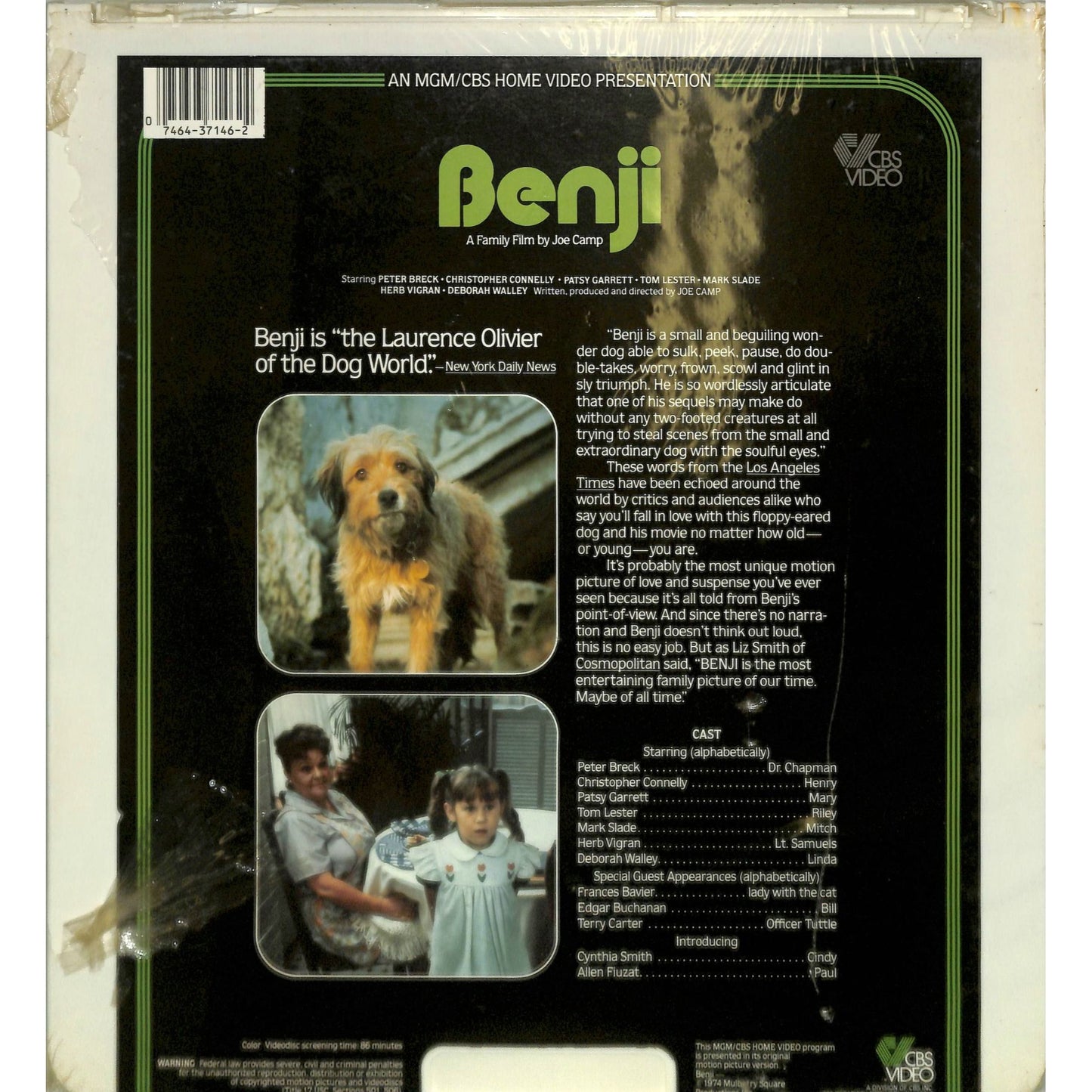 Benji (1974) Vintage Sealed CED Videodisc