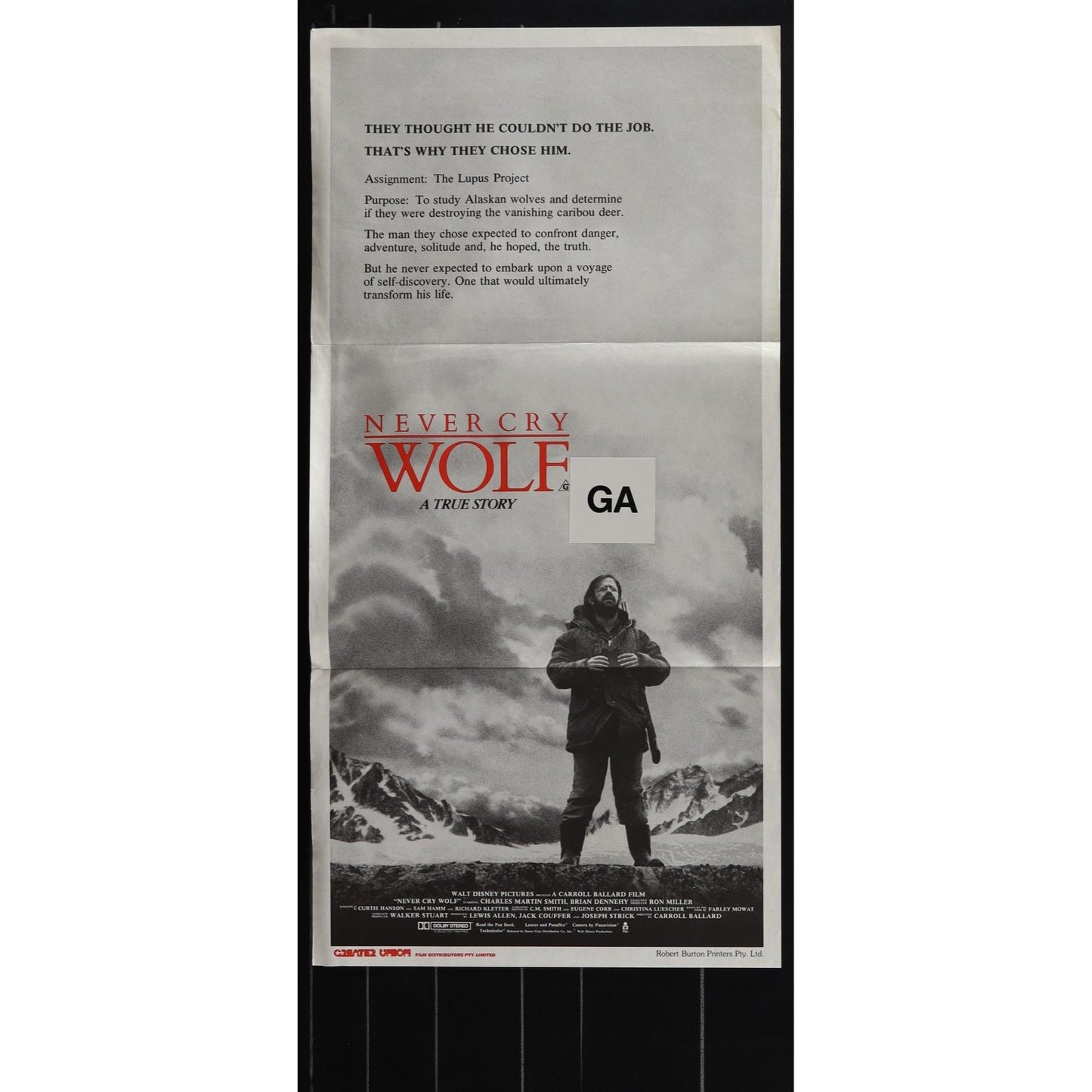 Never Cry Wolf (1983) Original Australian Daybill Movie Poster
