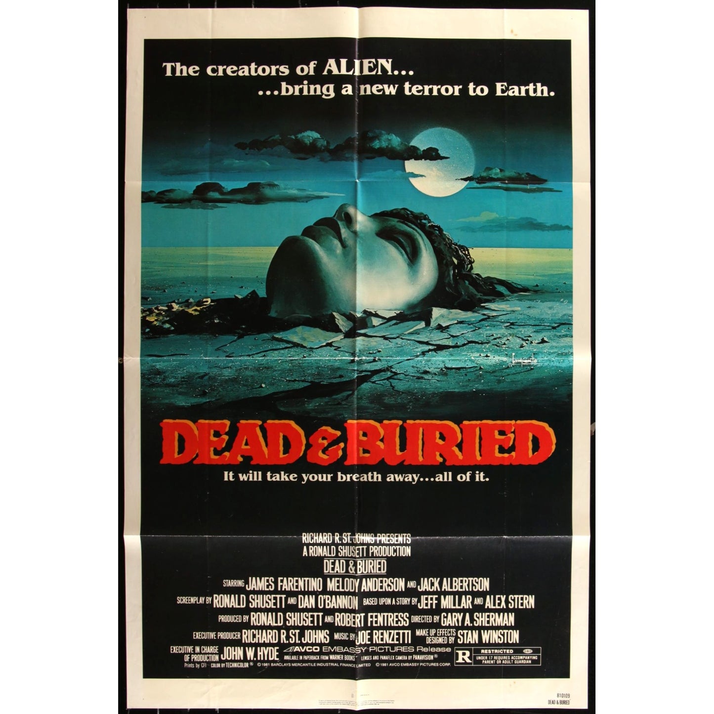 Dead & Buried (1981) Original Movie Poster 27x41 Folded Suspense Horror EMP38