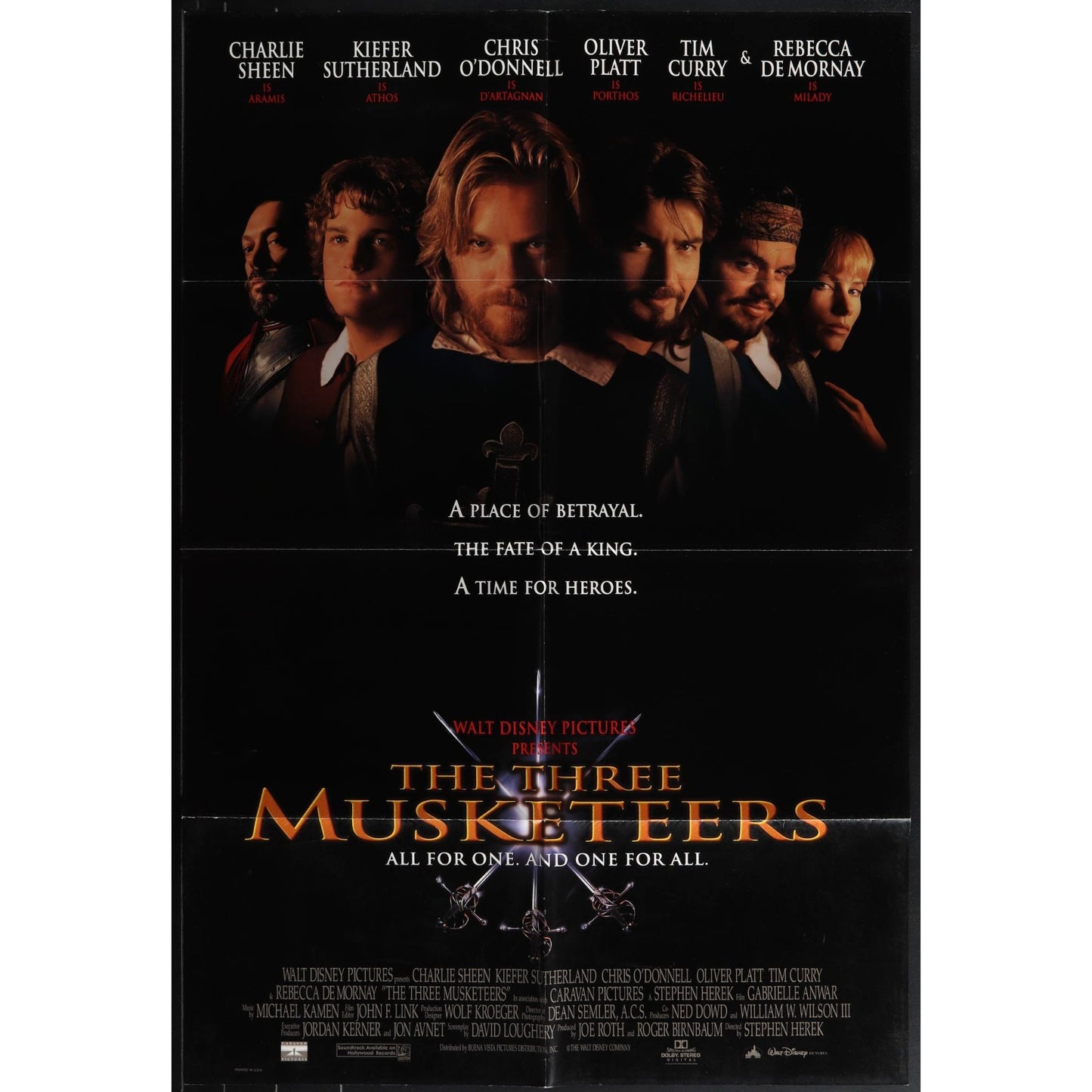 The Three Musketeers (1993) Original Movie Poster Folded 27x41