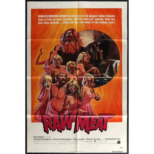 Raw Meat (aka Death Line, 1972) Orig. Horror Movie Poster Folded 27x41 EM4-57