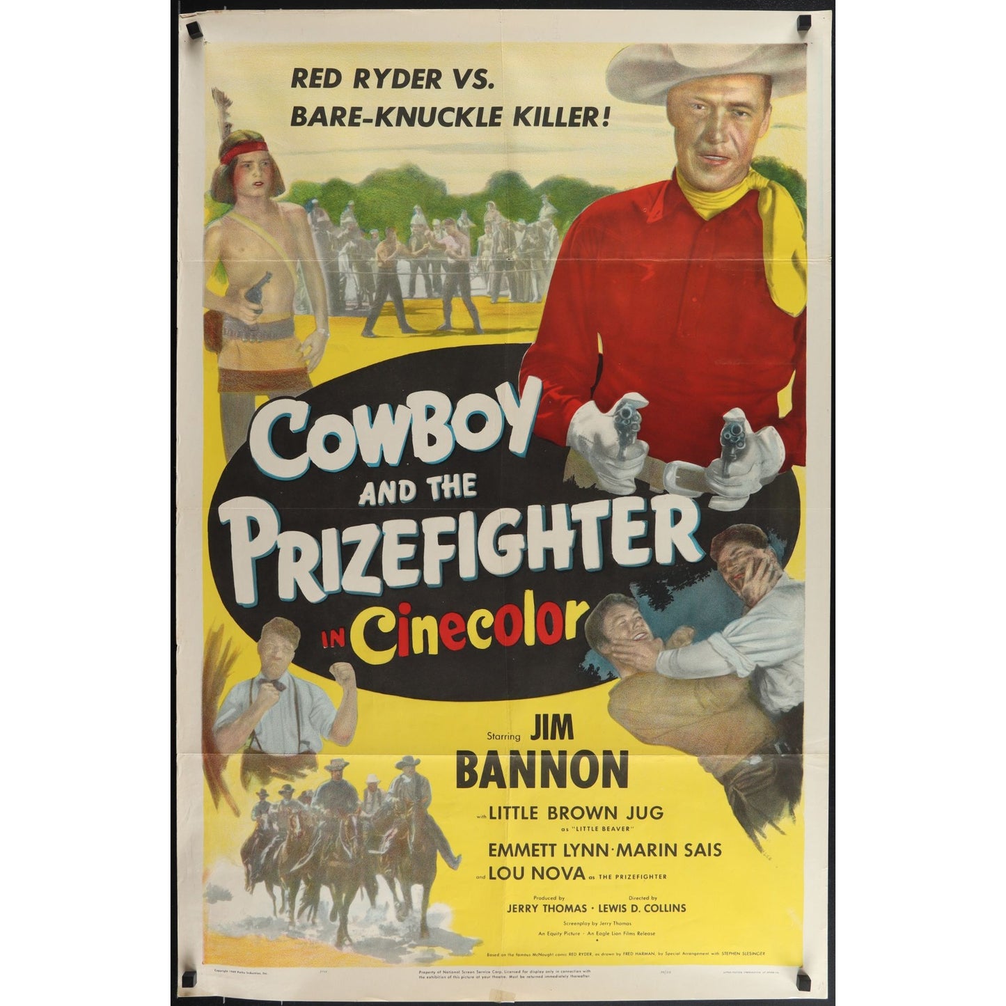 Cowboy and the Prizefighter (1949) Original Movie Poster 27x41