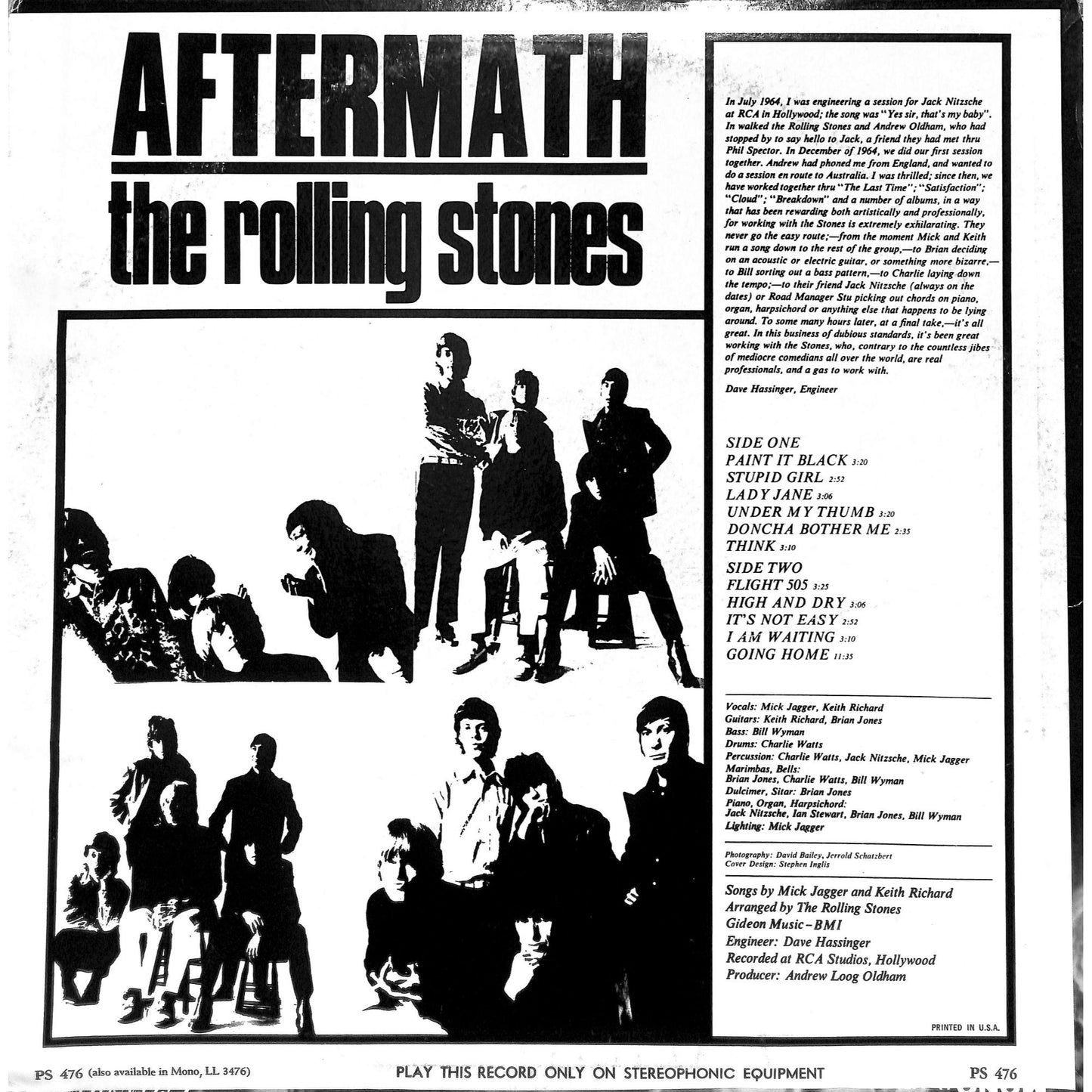 The Rolling Stones - Aftermath Vinyl Record PS 476