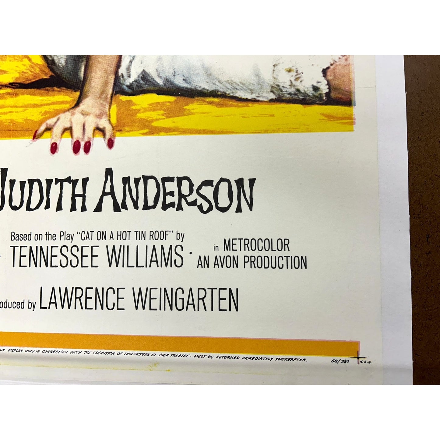 Cat on a Hot Tin Roof (1958) Elizabeth Taylor Original Linenbacked Restored 1sh