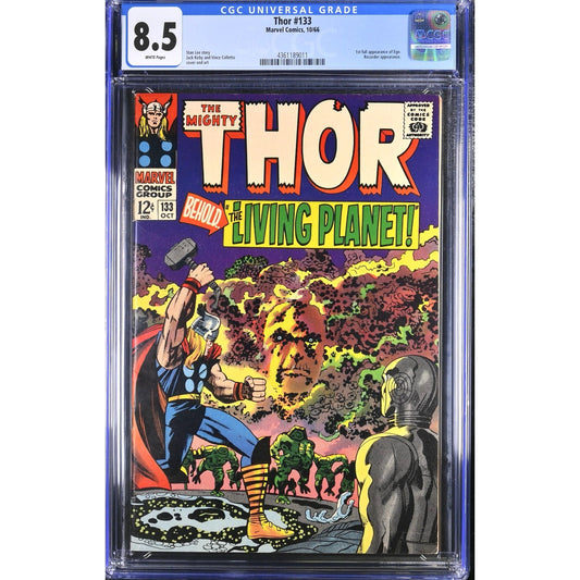 The Mighty Thor #133 (1966) CGC 8.5 White Pages Marvel Comics Key Issue 1st Ego