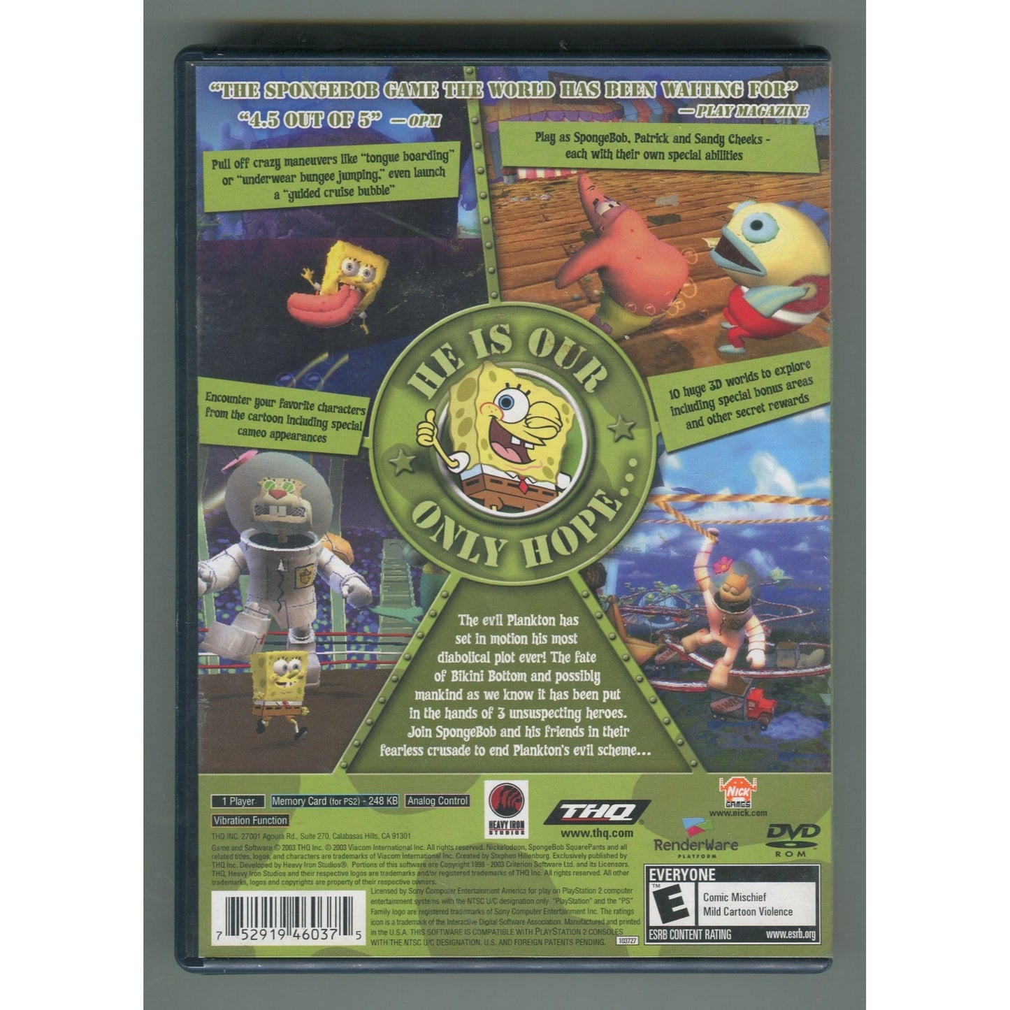 SpongeBob SquarePants: Battle for Bikini Bottom (Playstation 2, 2003) Greatest Hits Edition