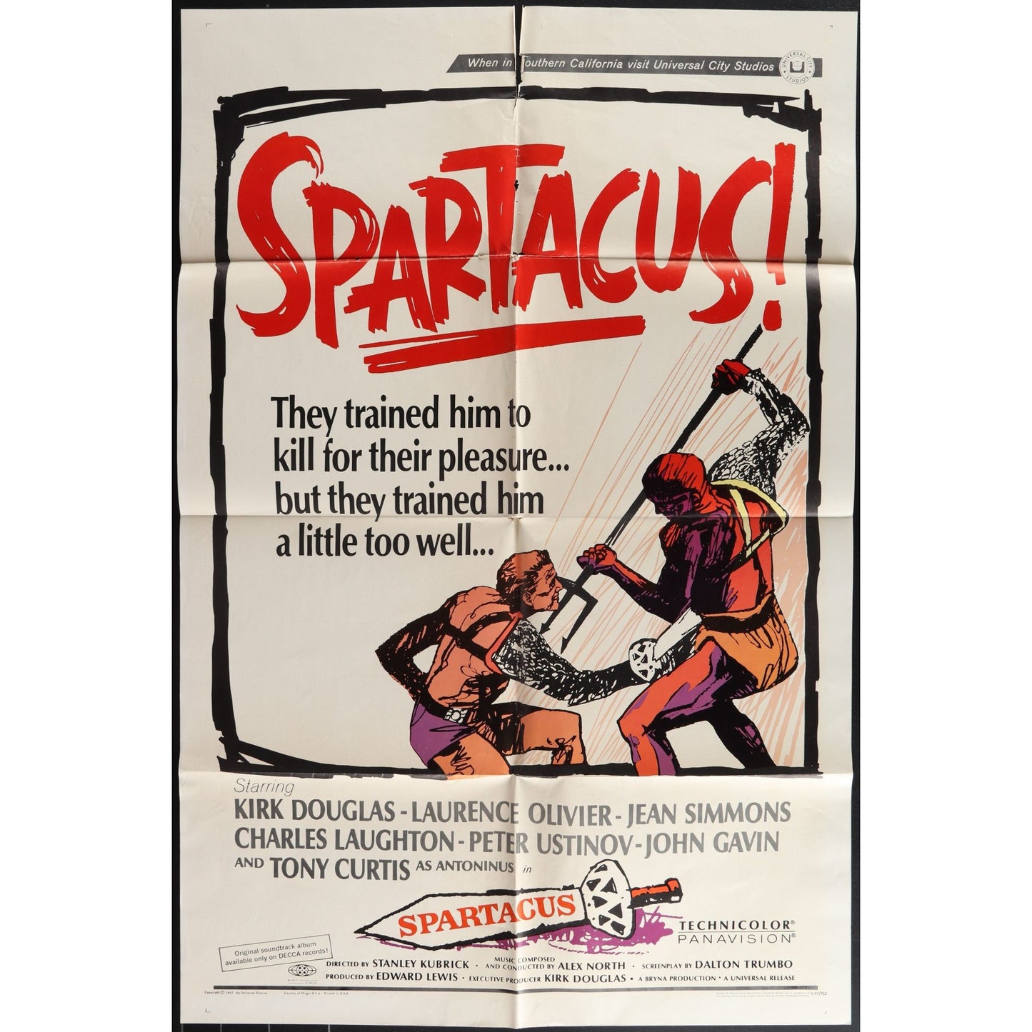 Spartacus (1967) Original Movie Poster Folded 27x41