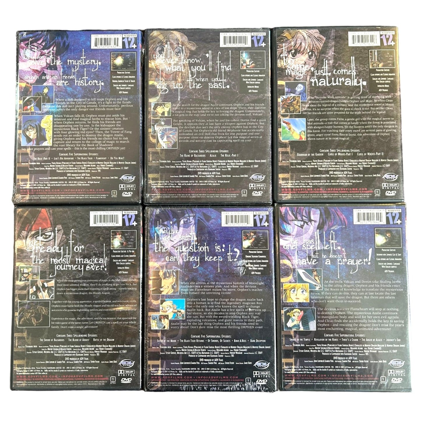 Orphen - The Perfect Collection Vol. 1-6 (DVD 2003, 6-Disc Set) SOME DVDS SEALED