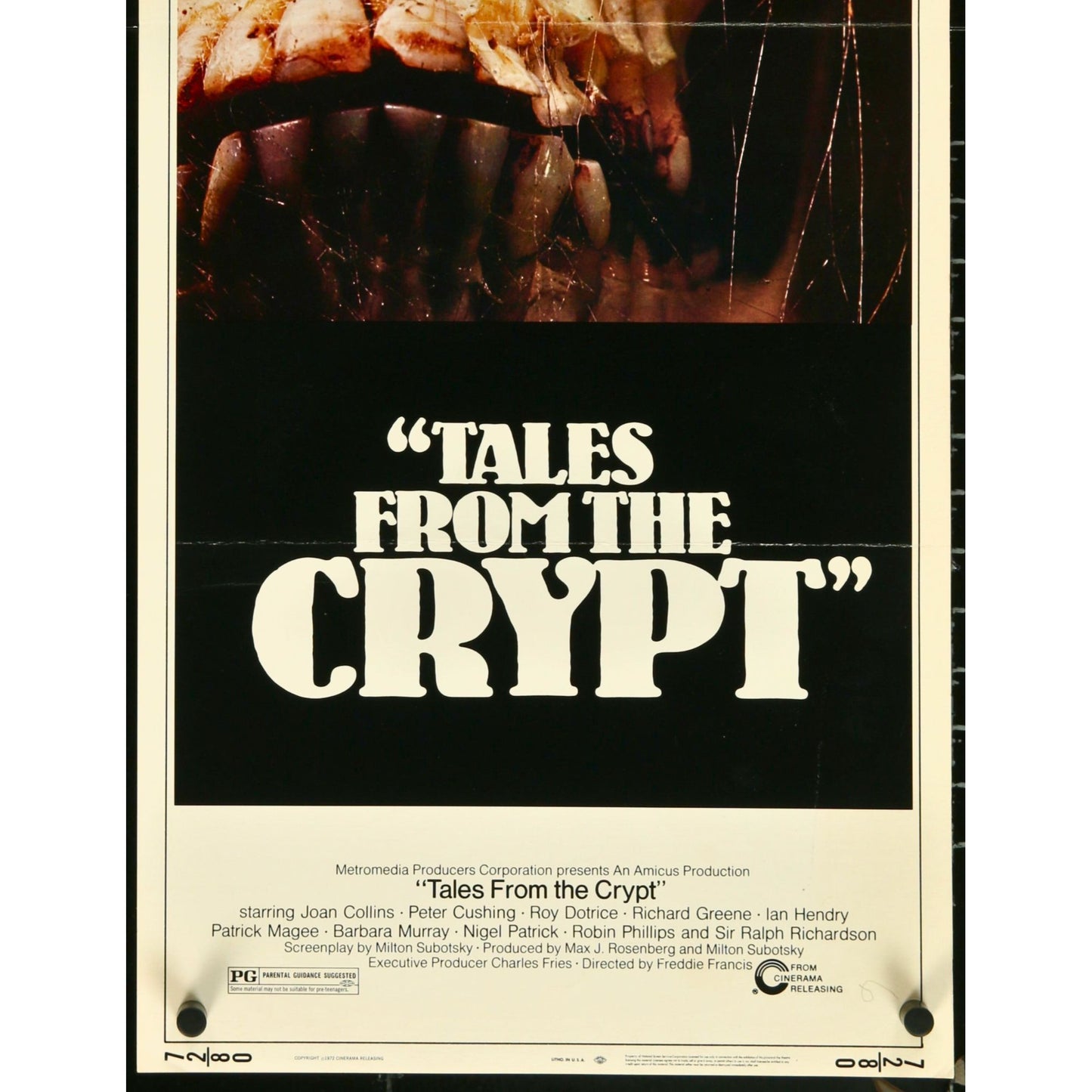 TALES FROM THE CRYPT (1972) Original Insert Movie Poster 14"x36" Cult Horror