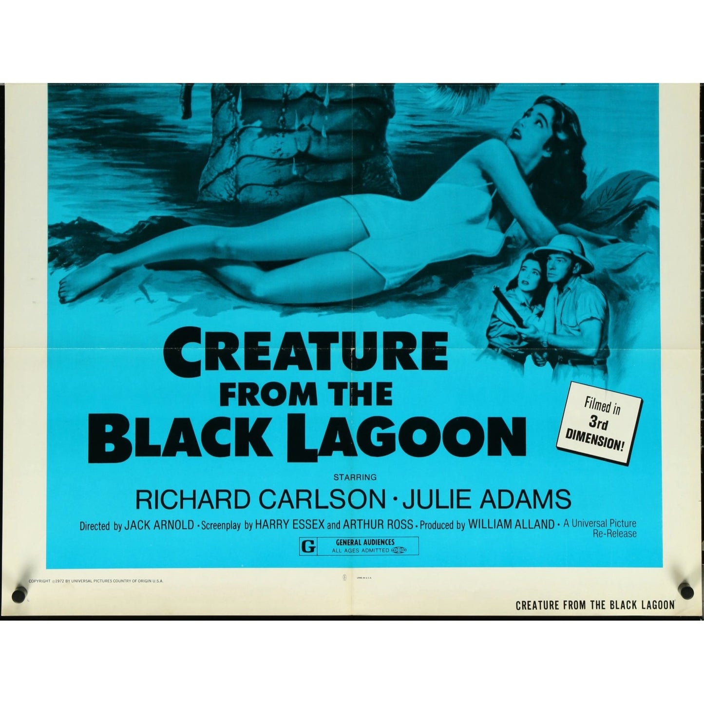 Creature From the Black Lagoon (1972, 3-D Release) Original Movie Poster 27x41