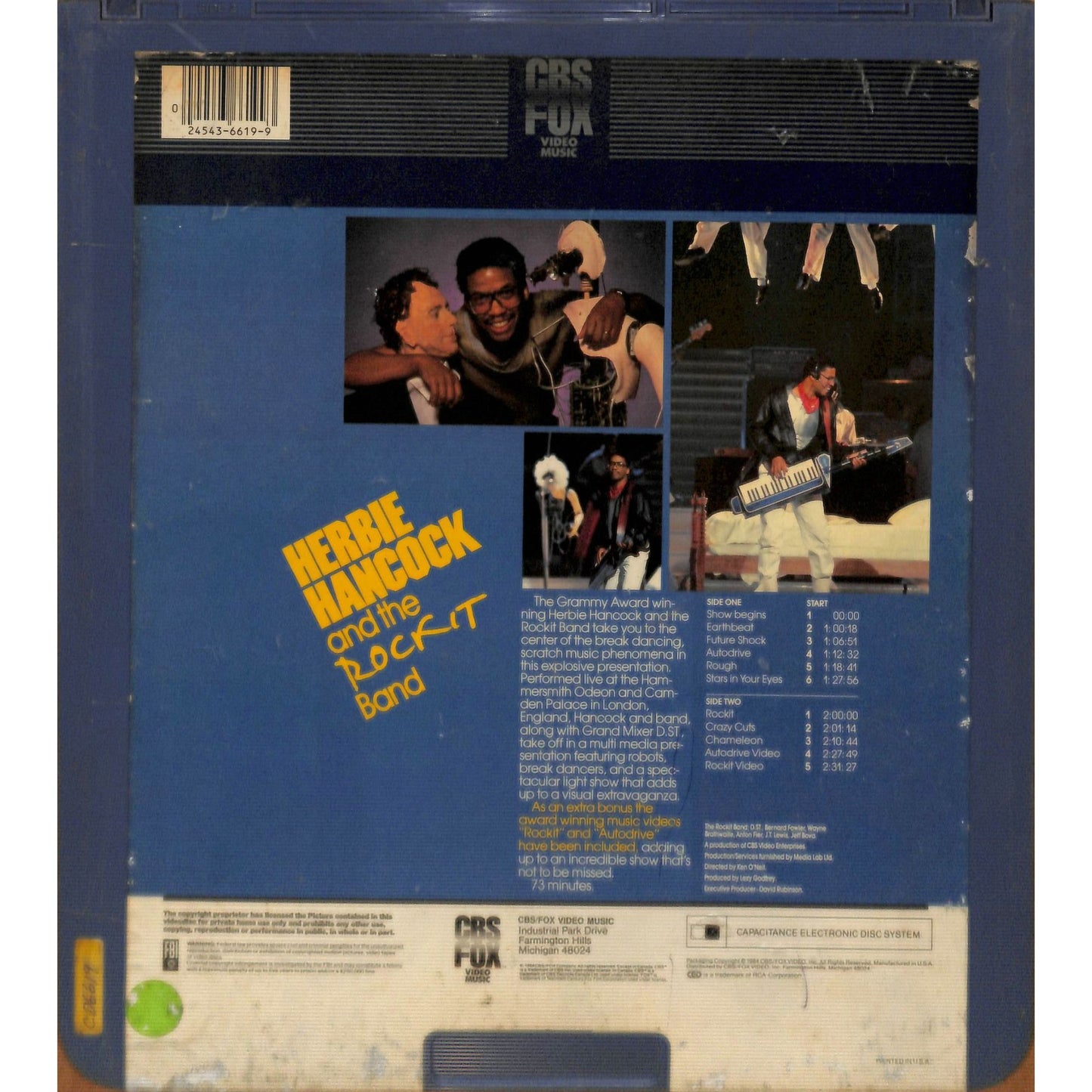 Herbie Hancock and the Rock it Band (1984) CED RCA SelectaVision TESTED WORKING