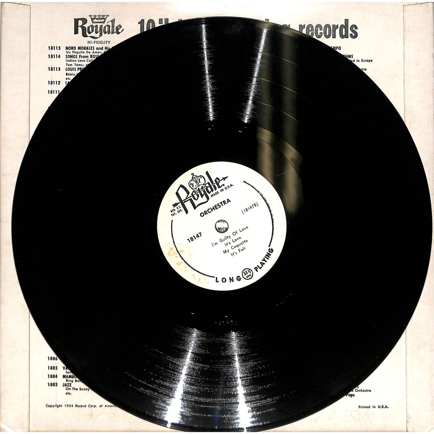 Jaye P. Morgan & Orchestra (1955) 10" Vinyl Record 18147
