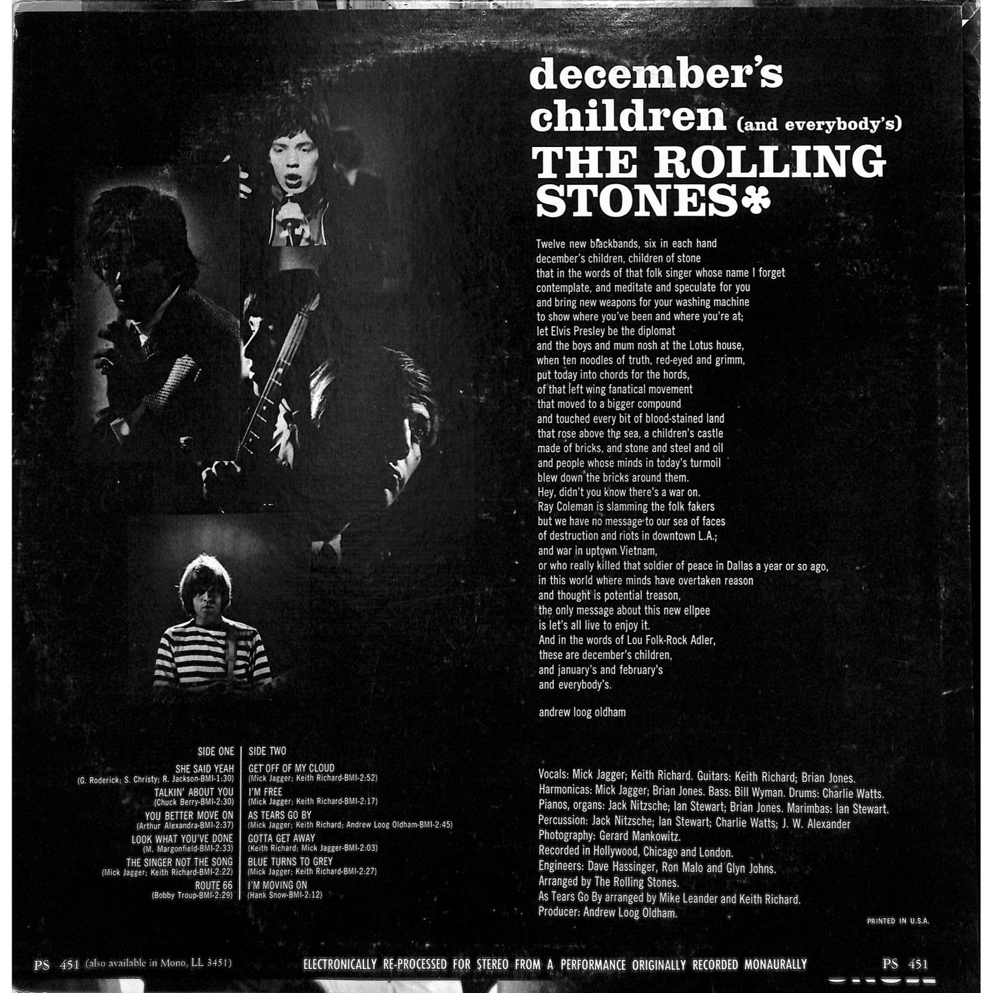 The Rolling Stones - December's Children Vinyl Record PS 451