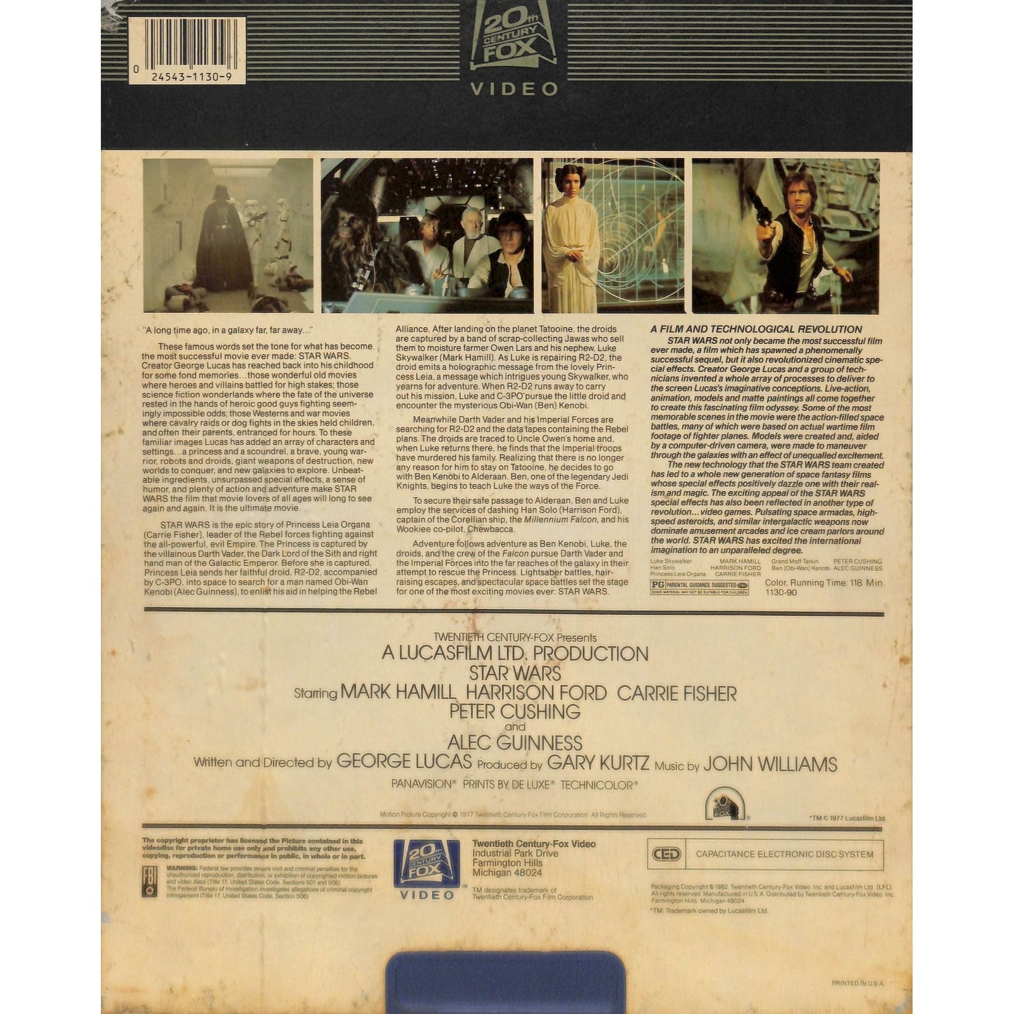 Star Wars: A New Hope (1977) Vintage RCA CED SelectaVision Videodisc TESTED WORKING