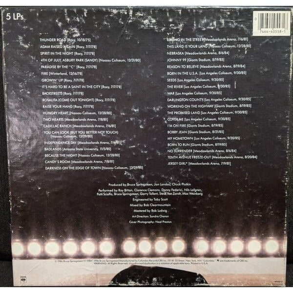 Live/1975-85 by Bruce Springsteen and The E Street Band - 5 LP Set NEW SEALED