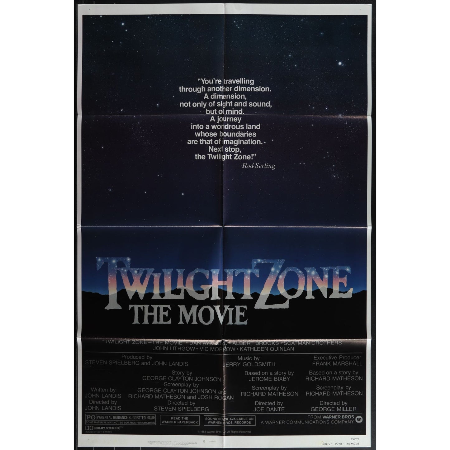 Twilight Zone: The Movie (1983) Original Folded Movie Poster Good Cond EM4-70
