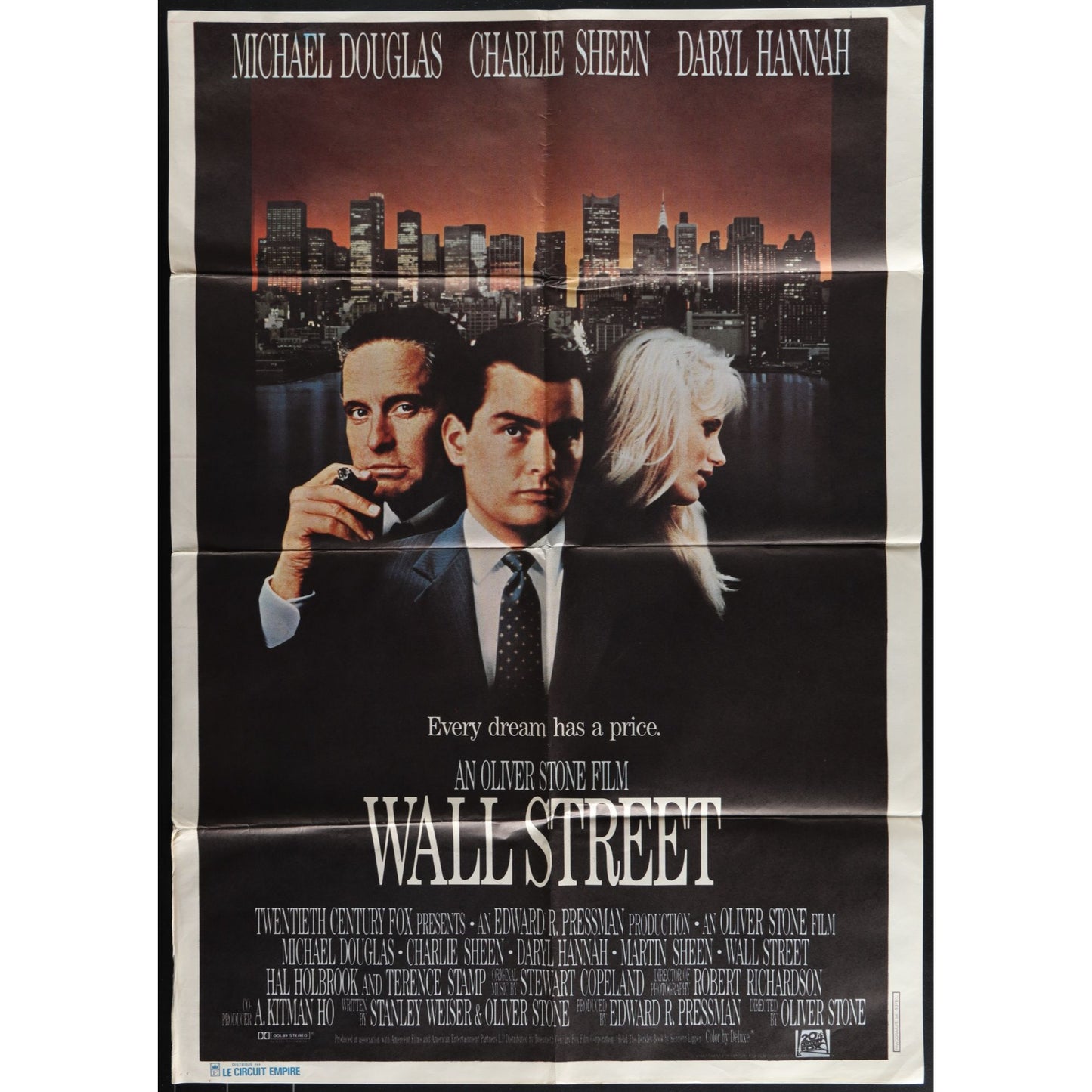 Wall Street (1987) Original Lebanese Movie Poster Folded 27x39