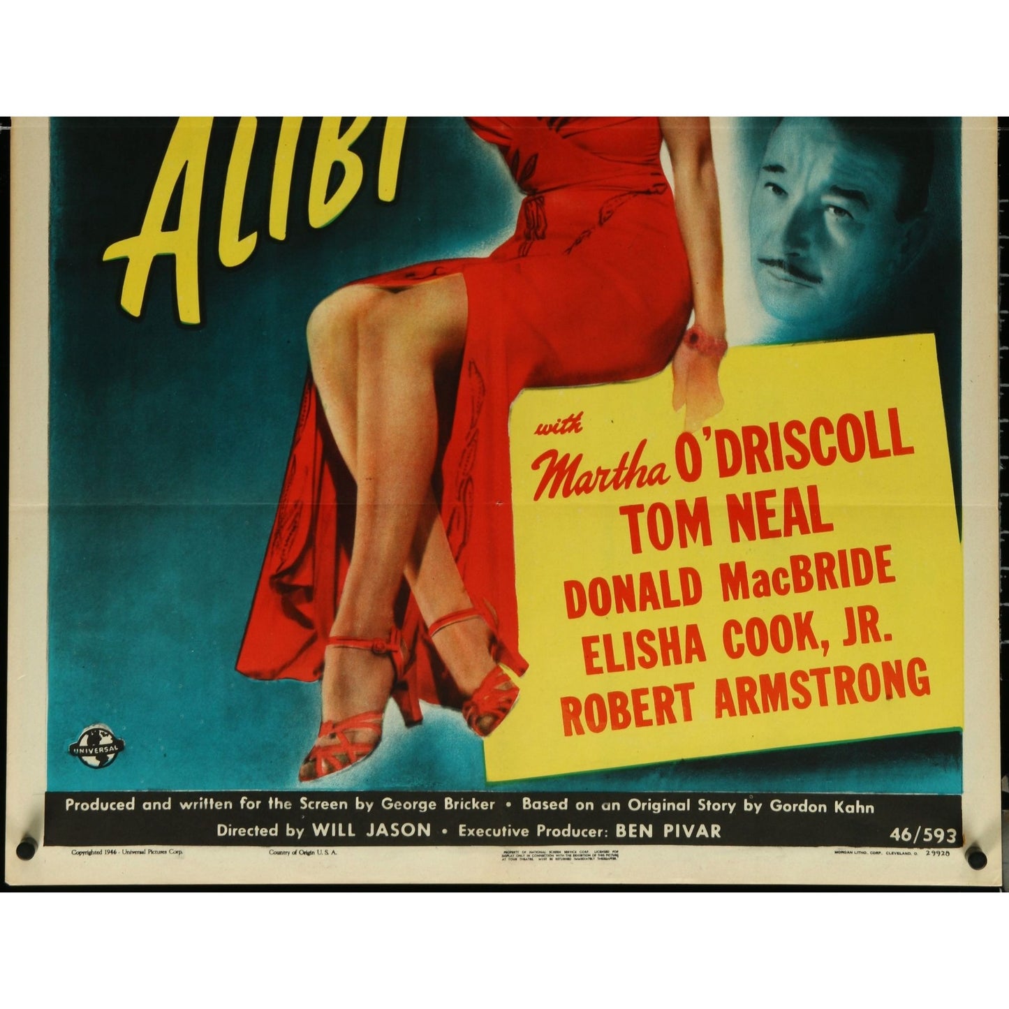 Blonde Alibi (1946) Original Vintage Movie Poster 27x41 Folded Martha O'Driscoll