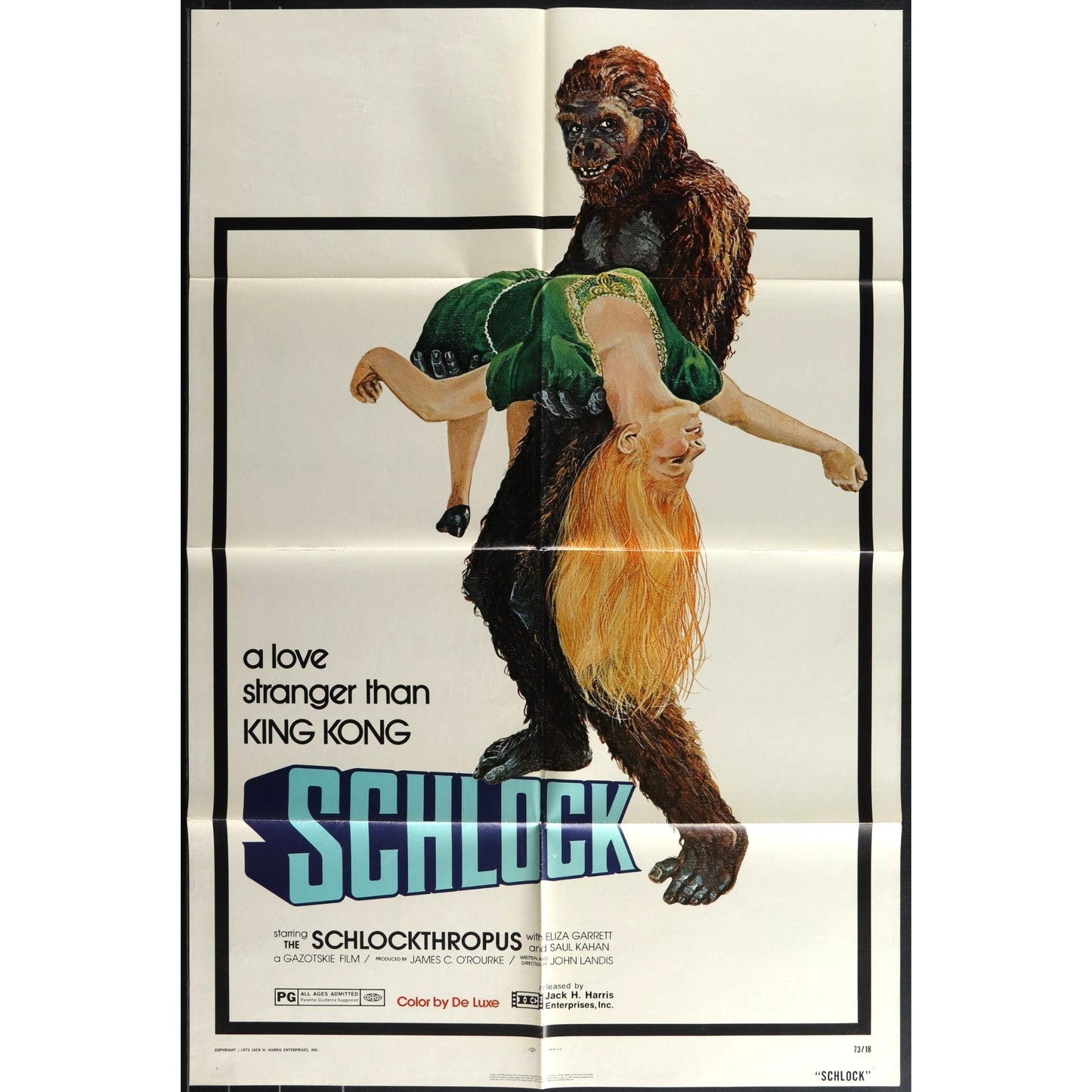 Schlock (1973) Original Movie Poster 27x41 Folded John Landis Comedy EM4-54