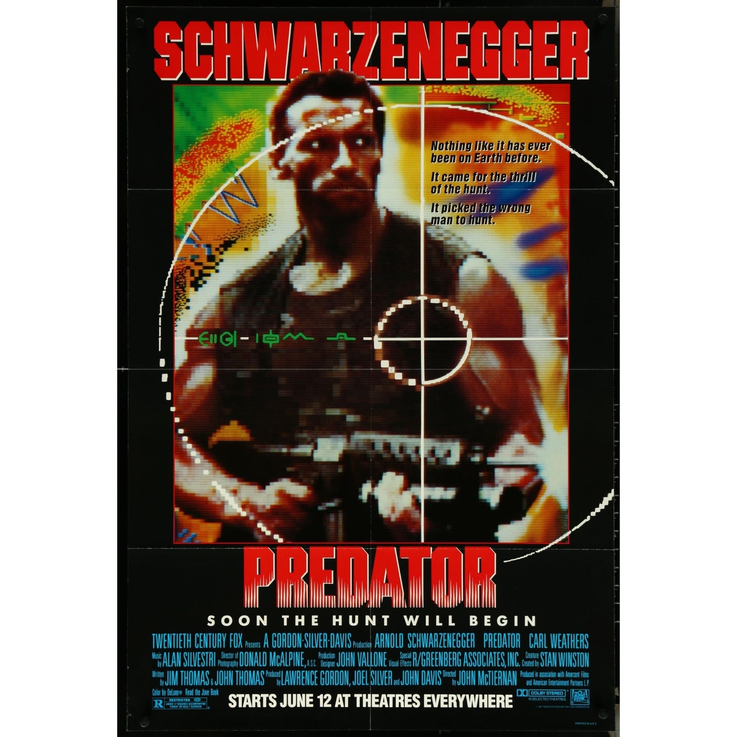 PREDATOR (1987) Original Advance Movie Poster 27x40 Folded Schwarzenegger