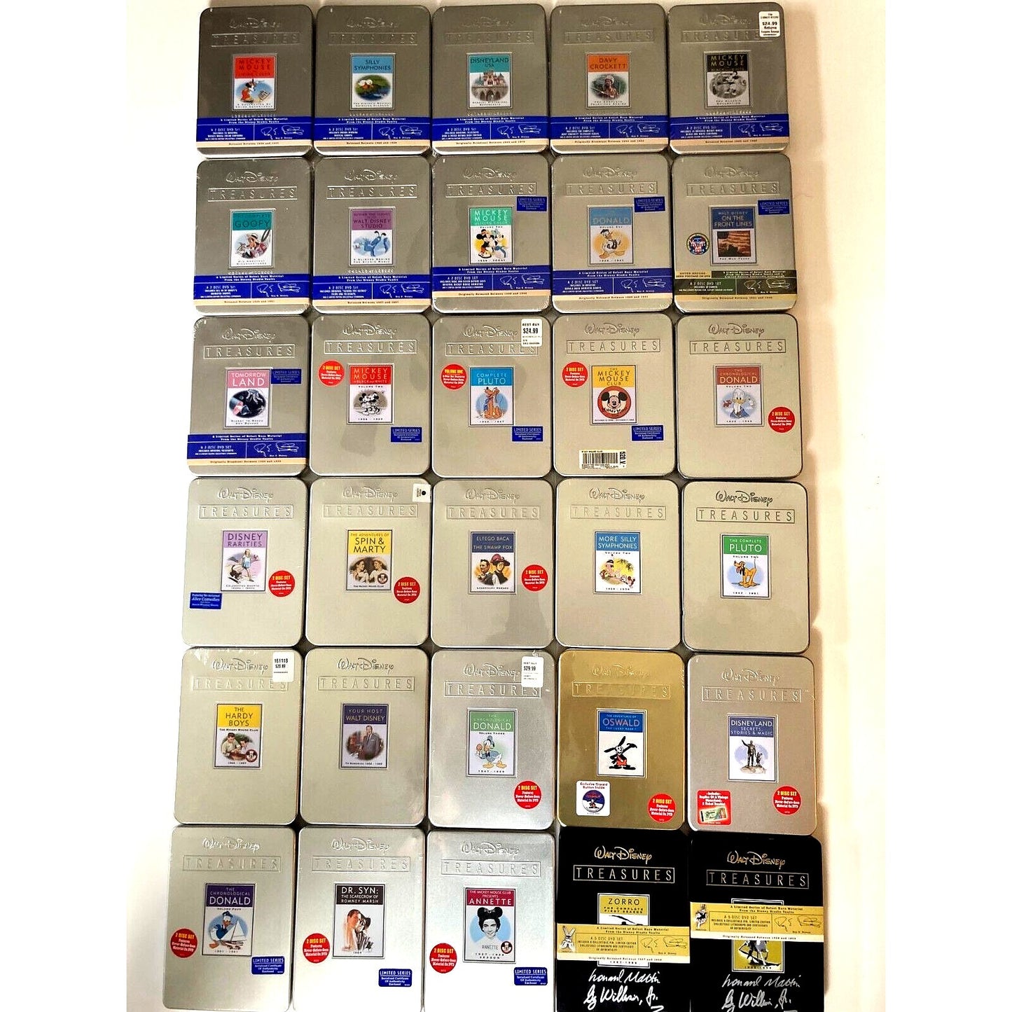 Walt Disney Treasures ALL 30 DVD TITLES - BRAND NEW CONDITION - PLUS AUTOGRAPHS!