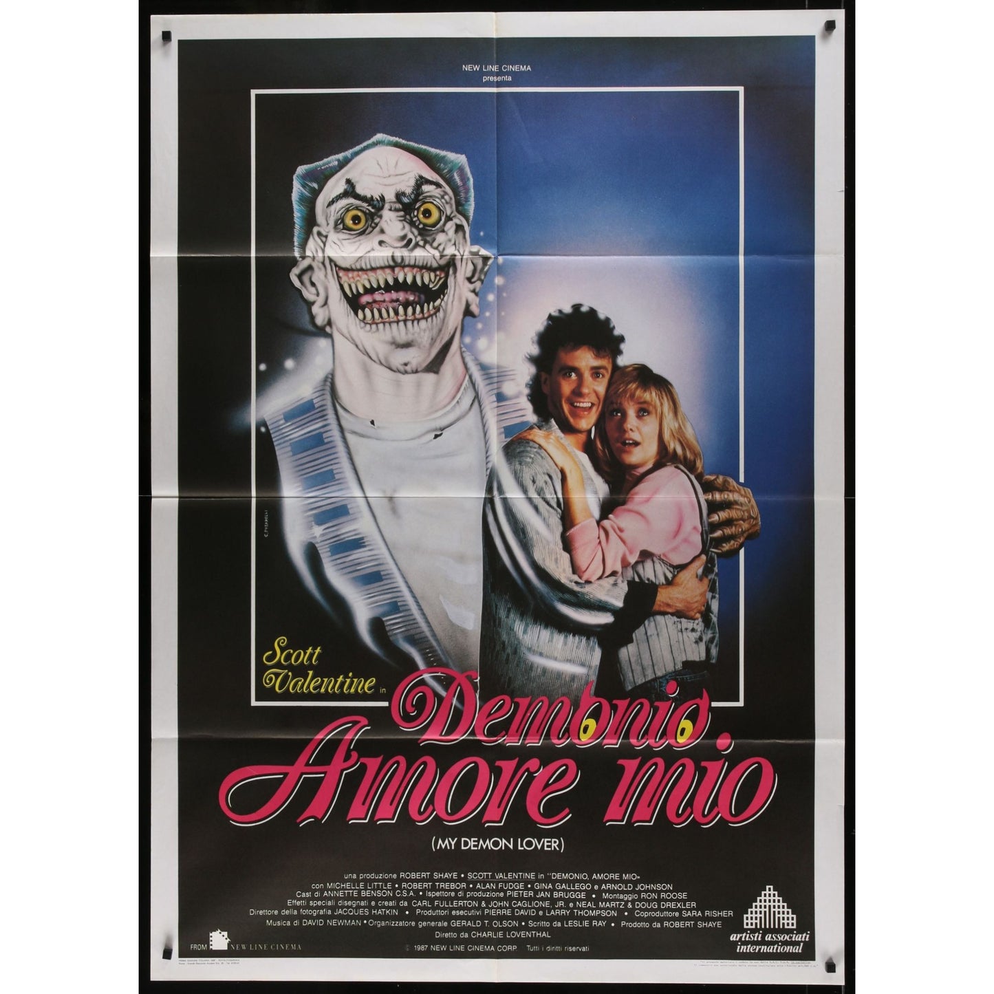 My Demon Lover (1987) Original Italian 1P Movie Poster Folded 39x55