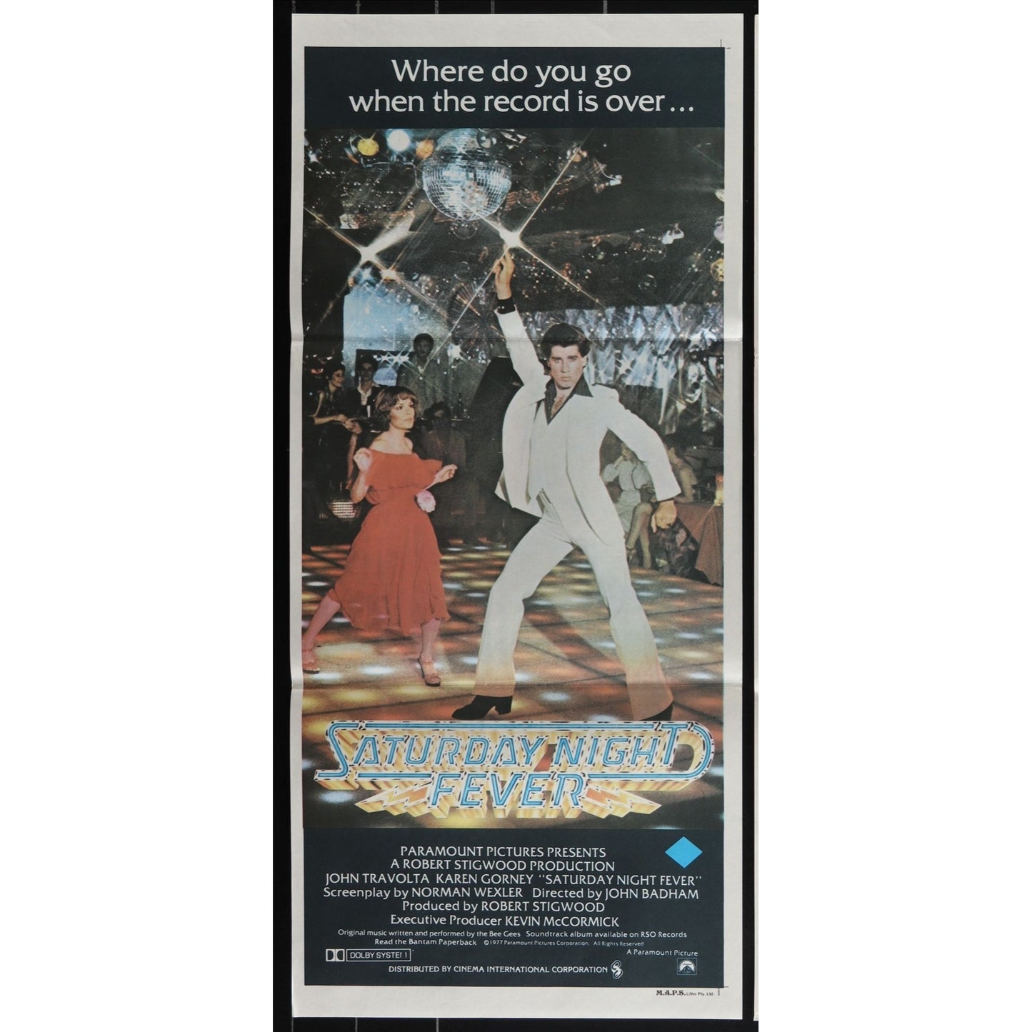 Saturday Night Fever (1977) Original Australian Daybill Poster Folded 13x30