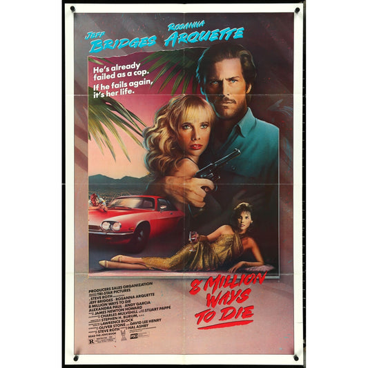 8 Million Ways to Die (1986) Orig Movie Poster Jeff Bridges Crime Thriller EMP16