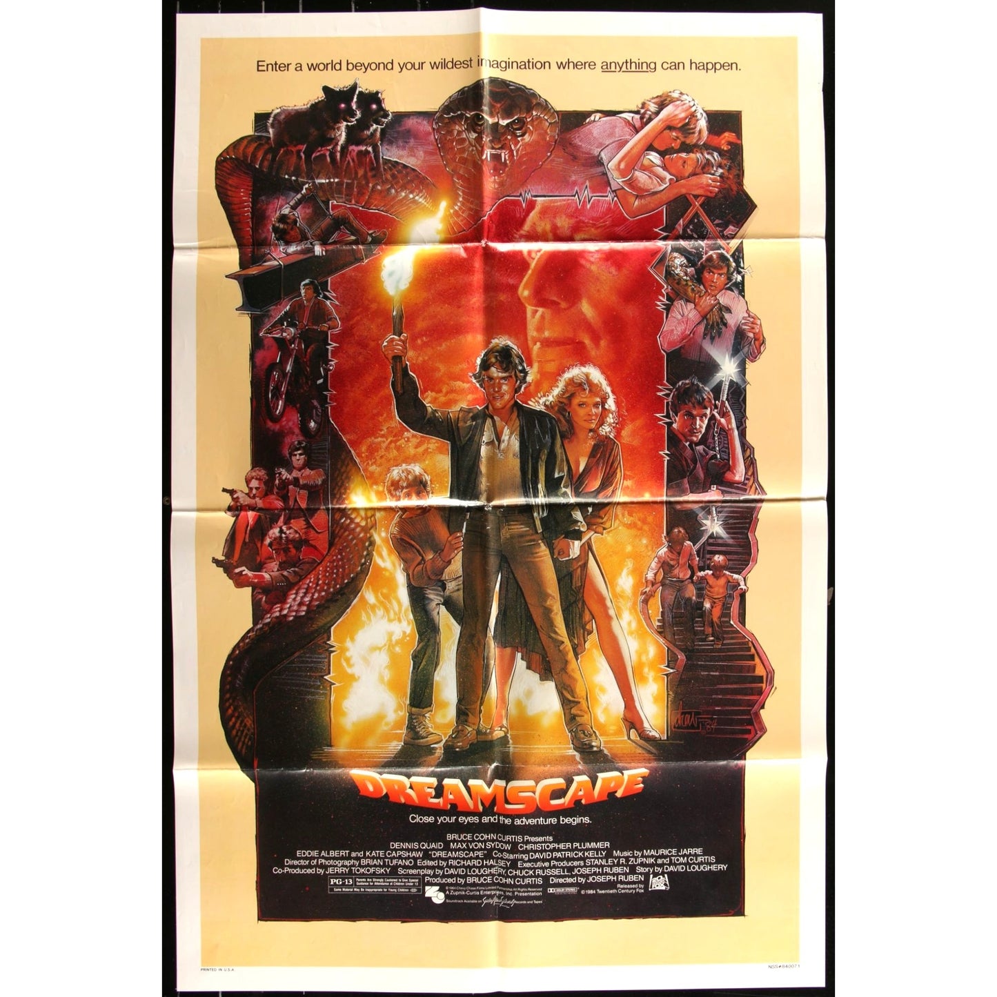 Dreamscape (1984) Original Movie Poster 27x41 Dennis Quaid 80's Adventure EMP54
