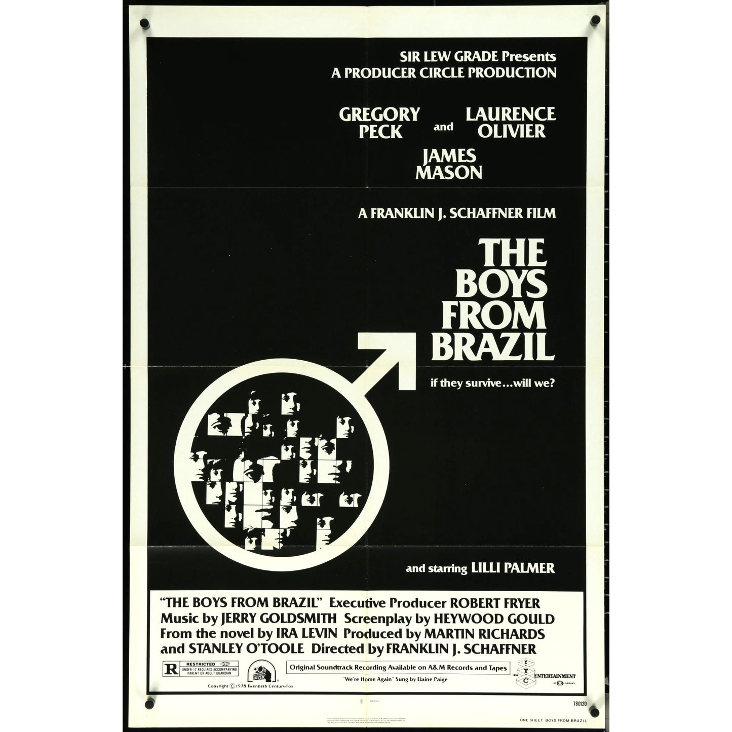 The Boys From Brazil (1978) Original Folded Movie Poster Gregory Peck EM4-99