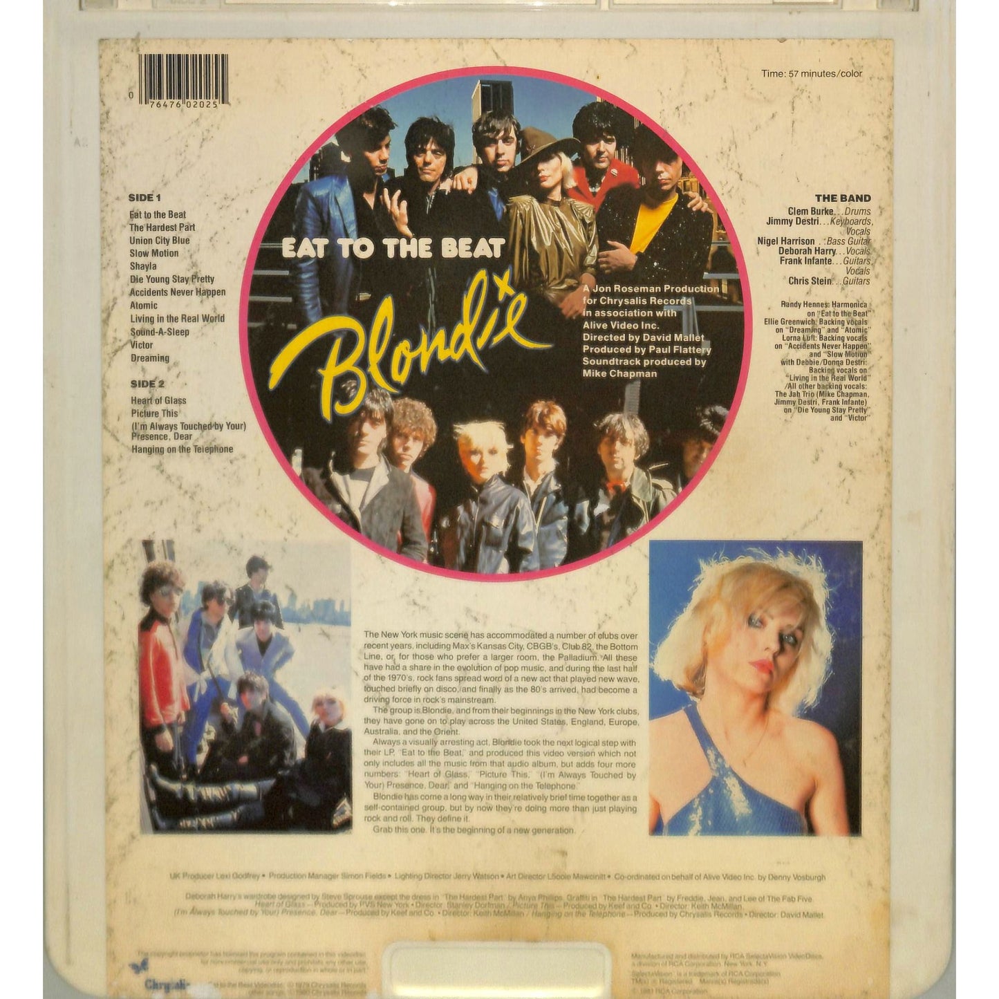 Blondie: Eat To the Beat (1979) CED RCA SelectaVision Videodisc TESTEDWORKING