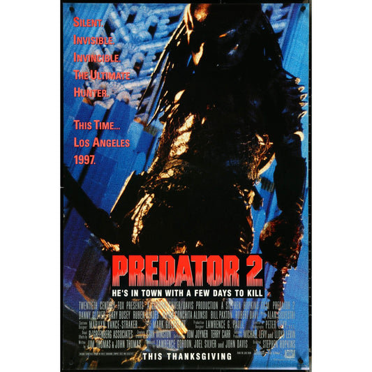 Predator 2 (1990) Original Advance Movie Poster Double-Sided Rolled 27x40 EM2-12