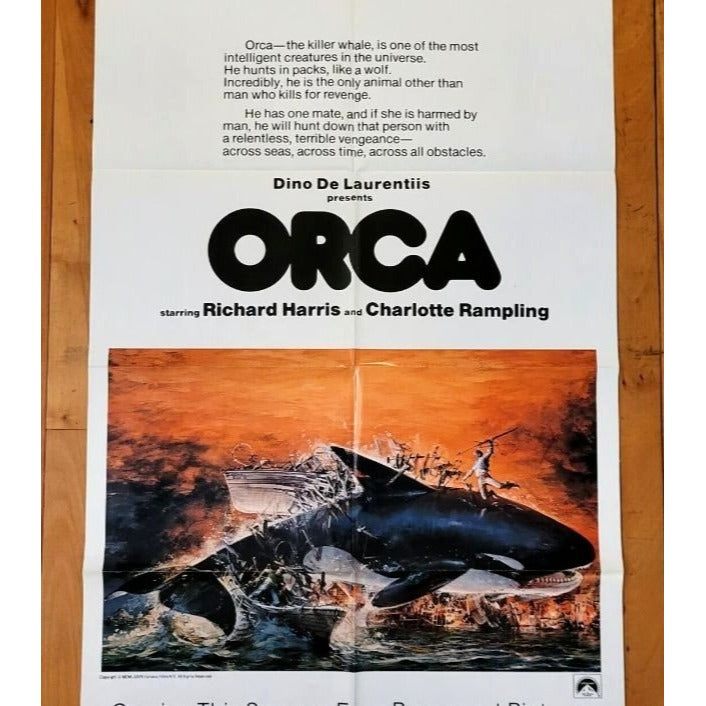 Orca (1977) Original Movie Poster 27x41 Folded Richard Harris