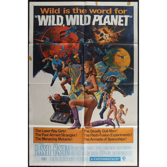 The Wild, Wild Planet (1966) Original Folded Movie Poster Fair Cond. EM4-67