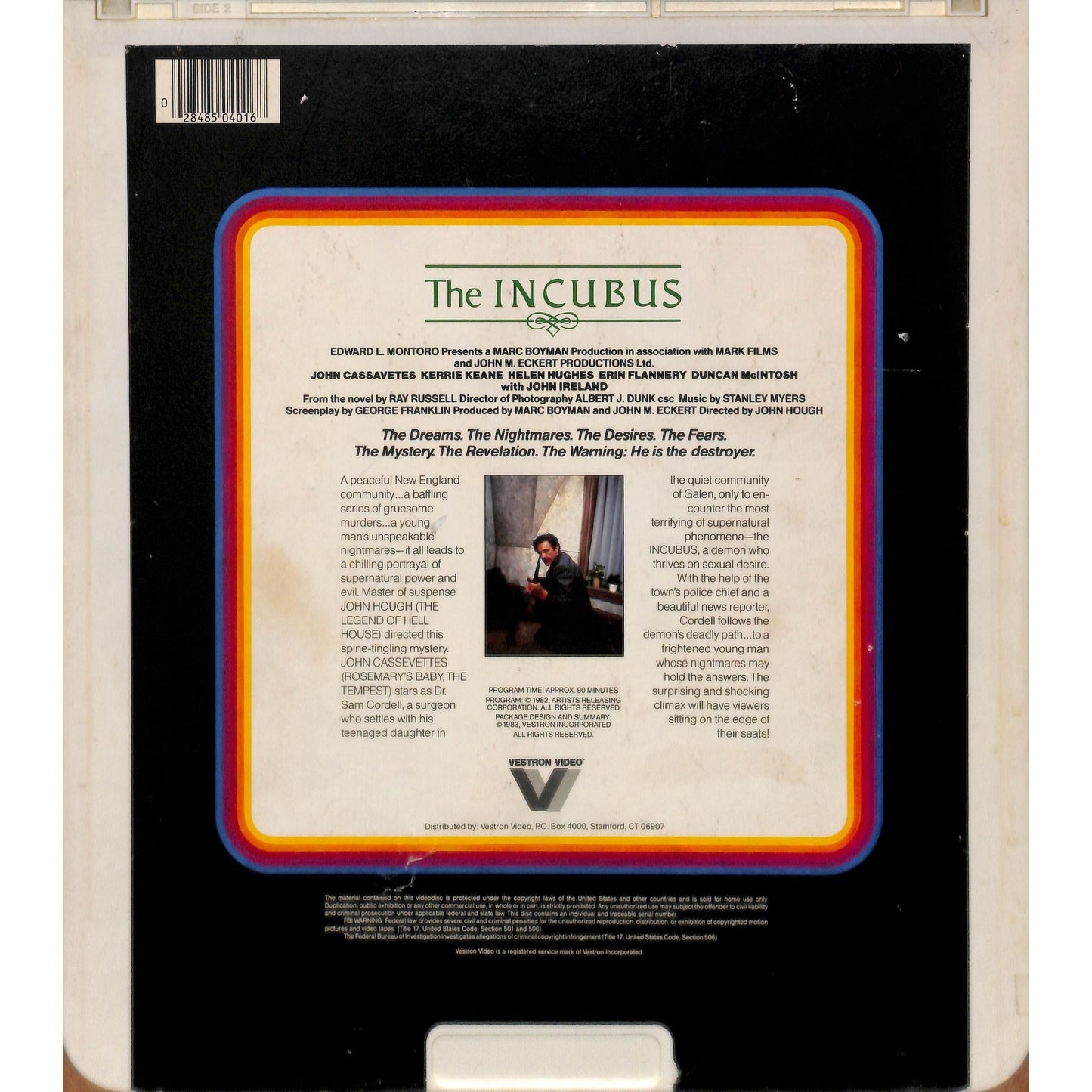 The Incubus (1982) Vintage CED RCA SelectaVision Videodisc TESTED WORKING