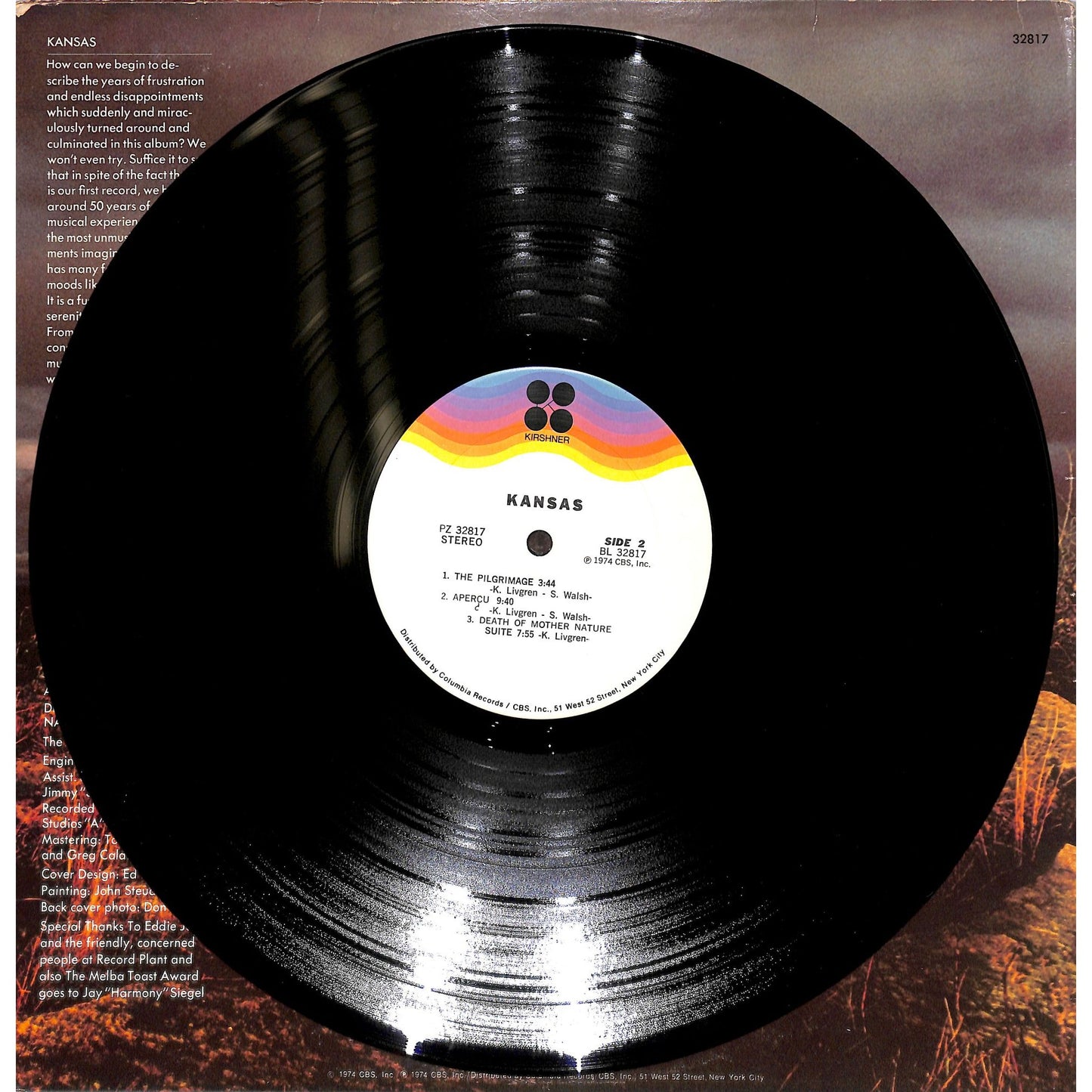 Kansas Self-Titled Vinyl Record PZ 32817