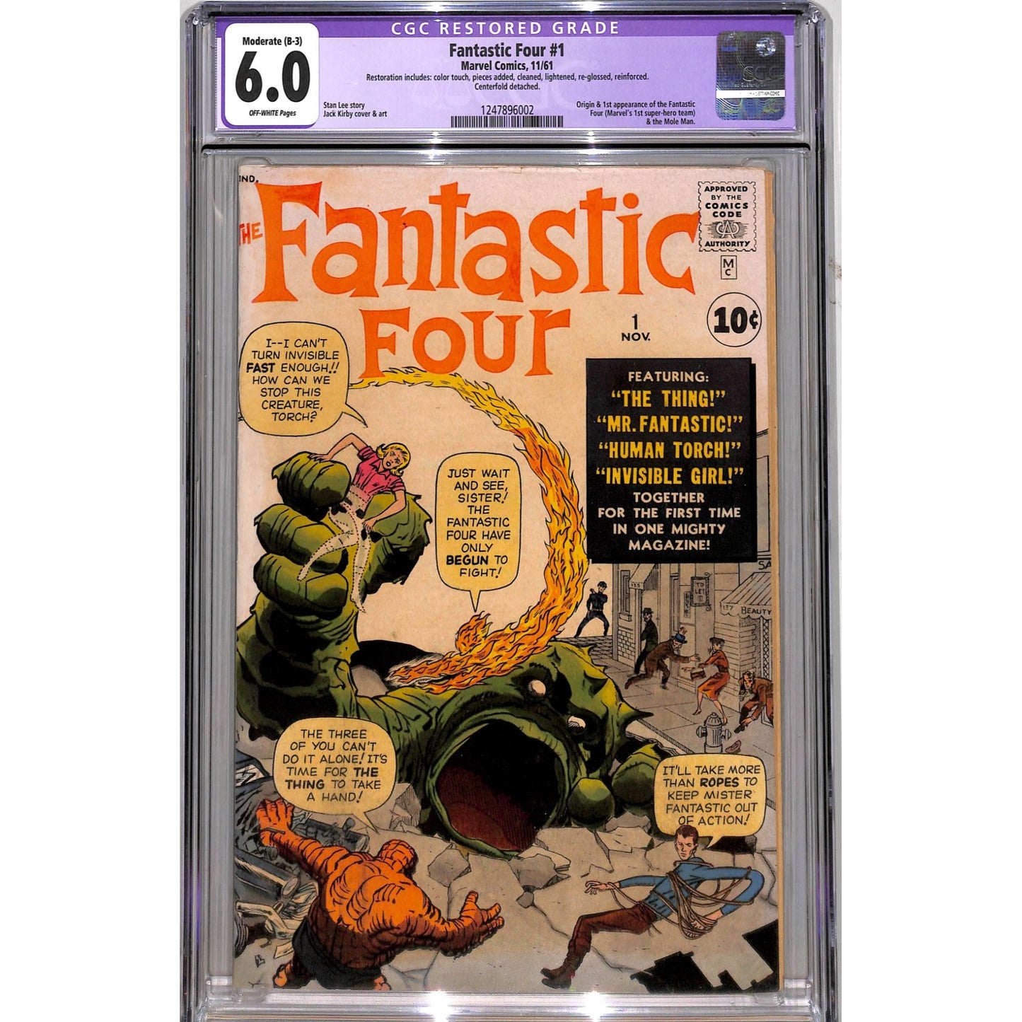 Fantastic Four #1 (1961) CGC 6.0 Restored Grade WOW!