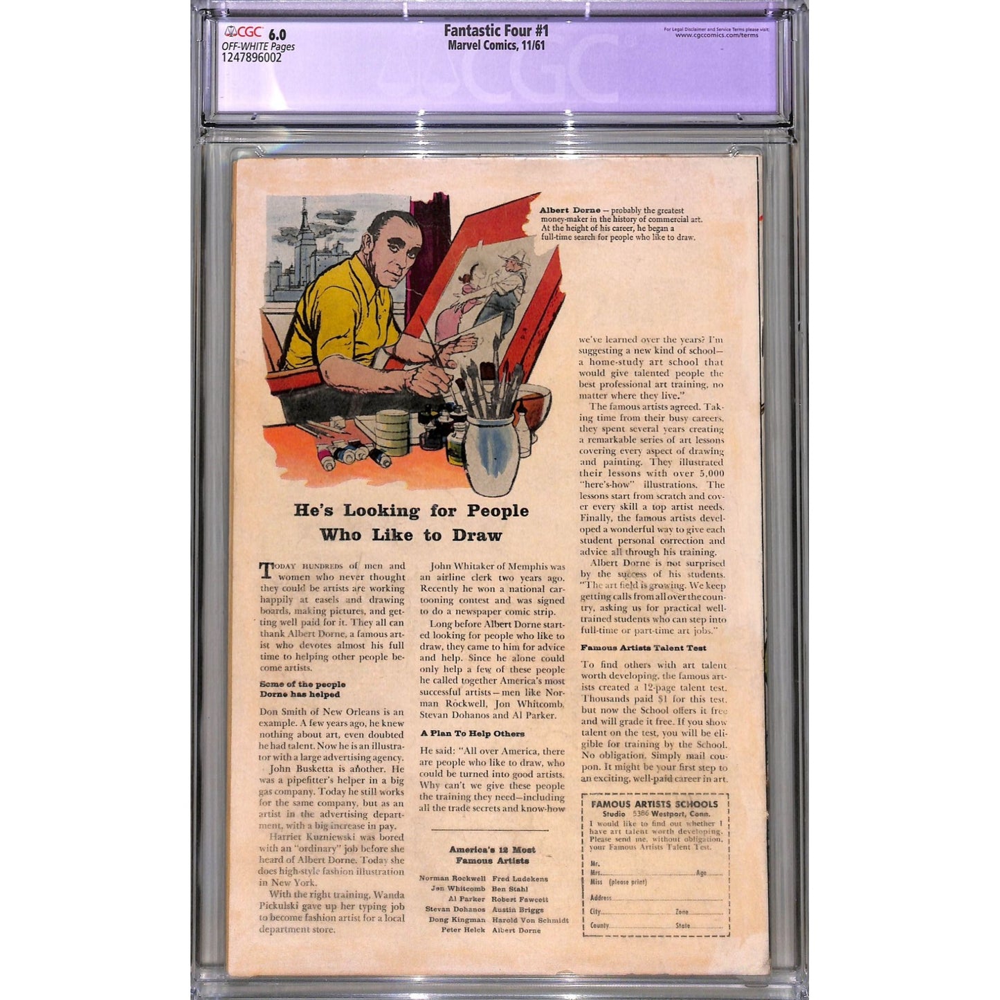 Fantastic Four #1 (1961) CGC 6.0 Restored Grade WOW!