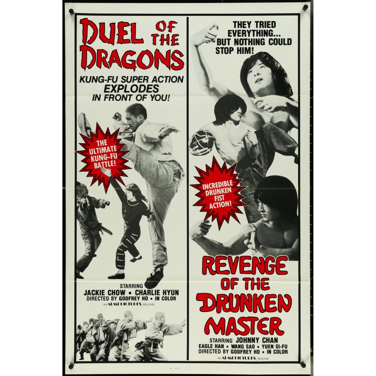 Lot of 32 Tri-Folded Kung-Fu One-Sheet Original Movie Posters 70s & 80s EM2A12