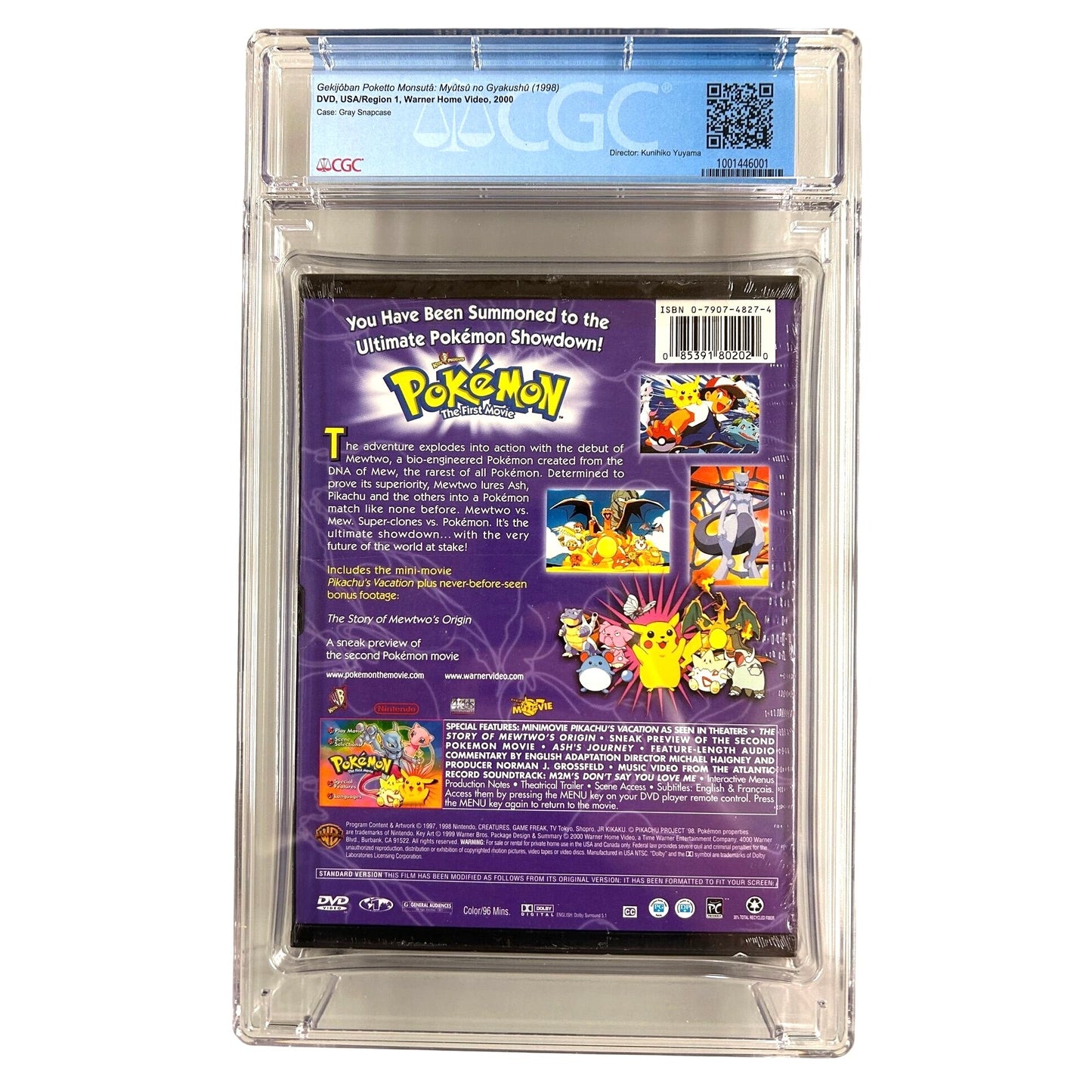 Pokémon: The First Movie - Mewtwo Strikes Back DVD (2000) CGC 9.6 Sealed A+