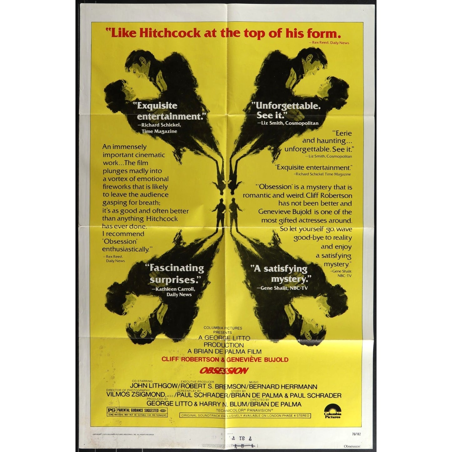 Obsession (1976) Original Movie Poster Folded 27x41 Brian De Palma Thriller