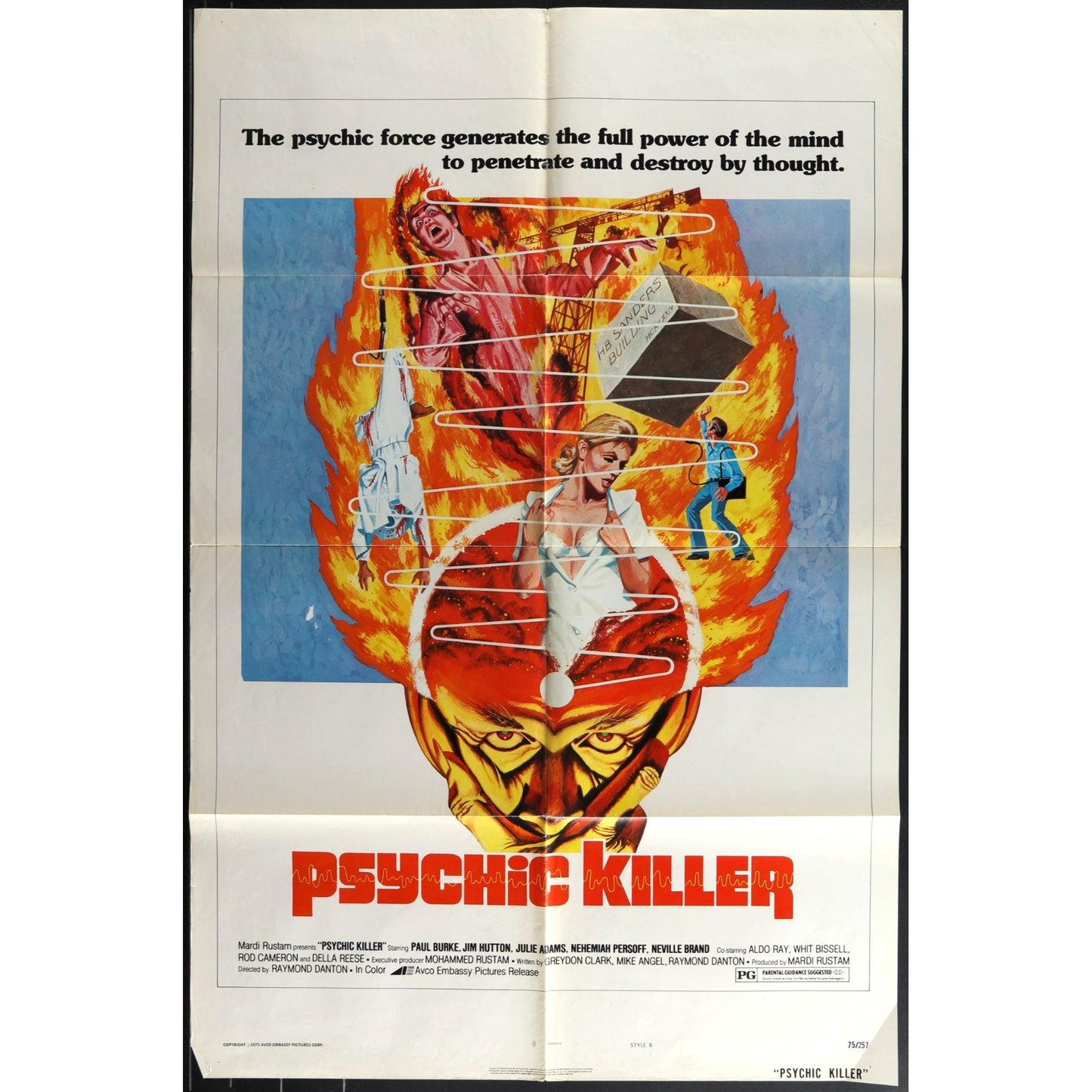 Psychic Killer (1975) Original Horror Movie Poster Folded 27x41 Ray Danton