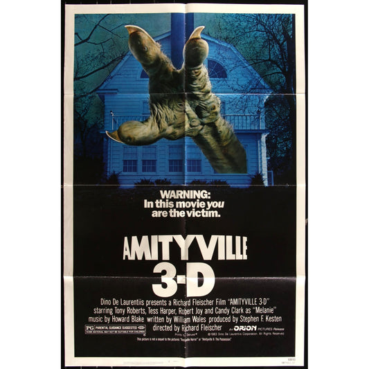 Amityville 3-D (1983) Original Movie Poster 27x41 80's Horror 3D Sequel EMP53