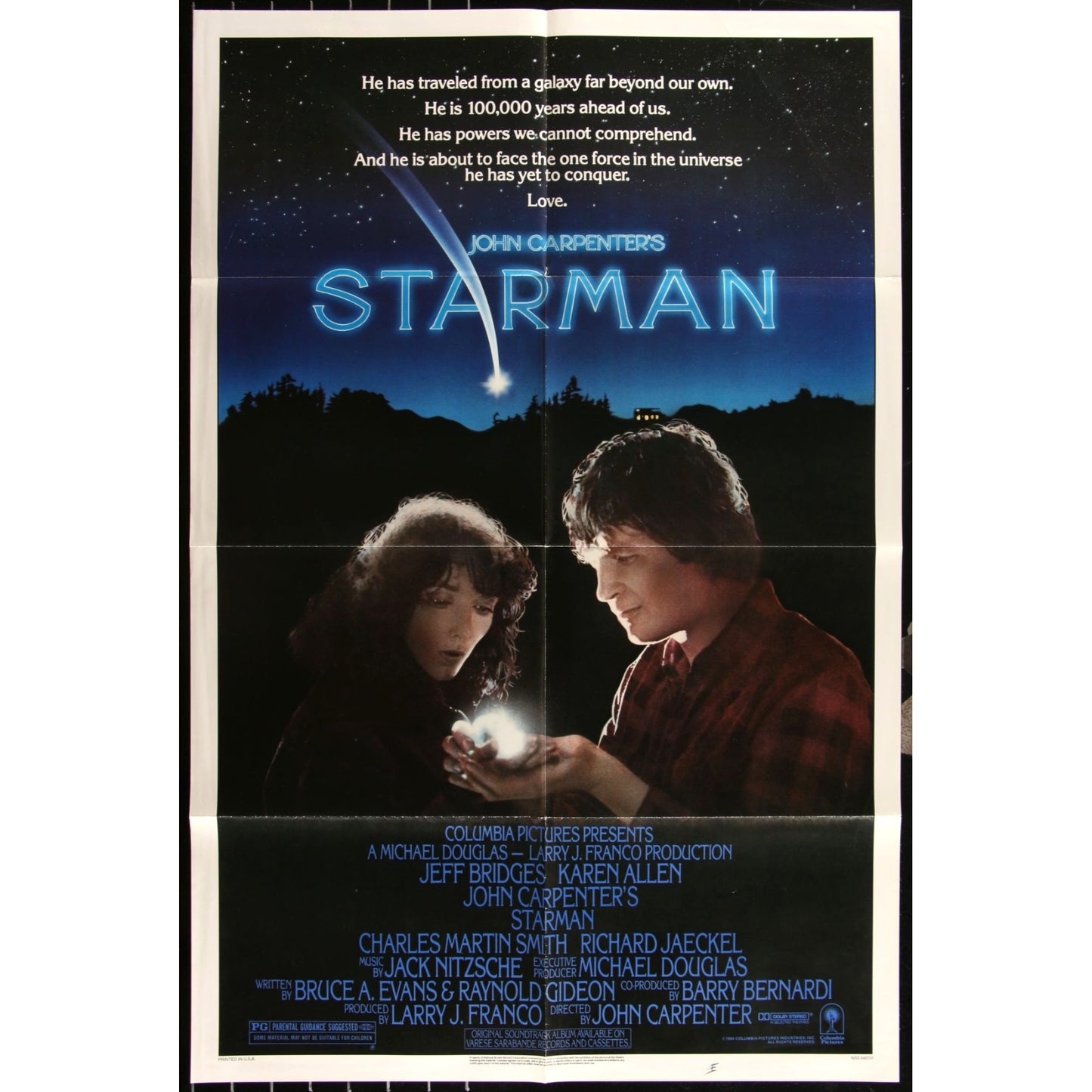 Starman (1984) Original Movie Poster 27x41 Folded John Carpenter Sci-Fi EM4-17