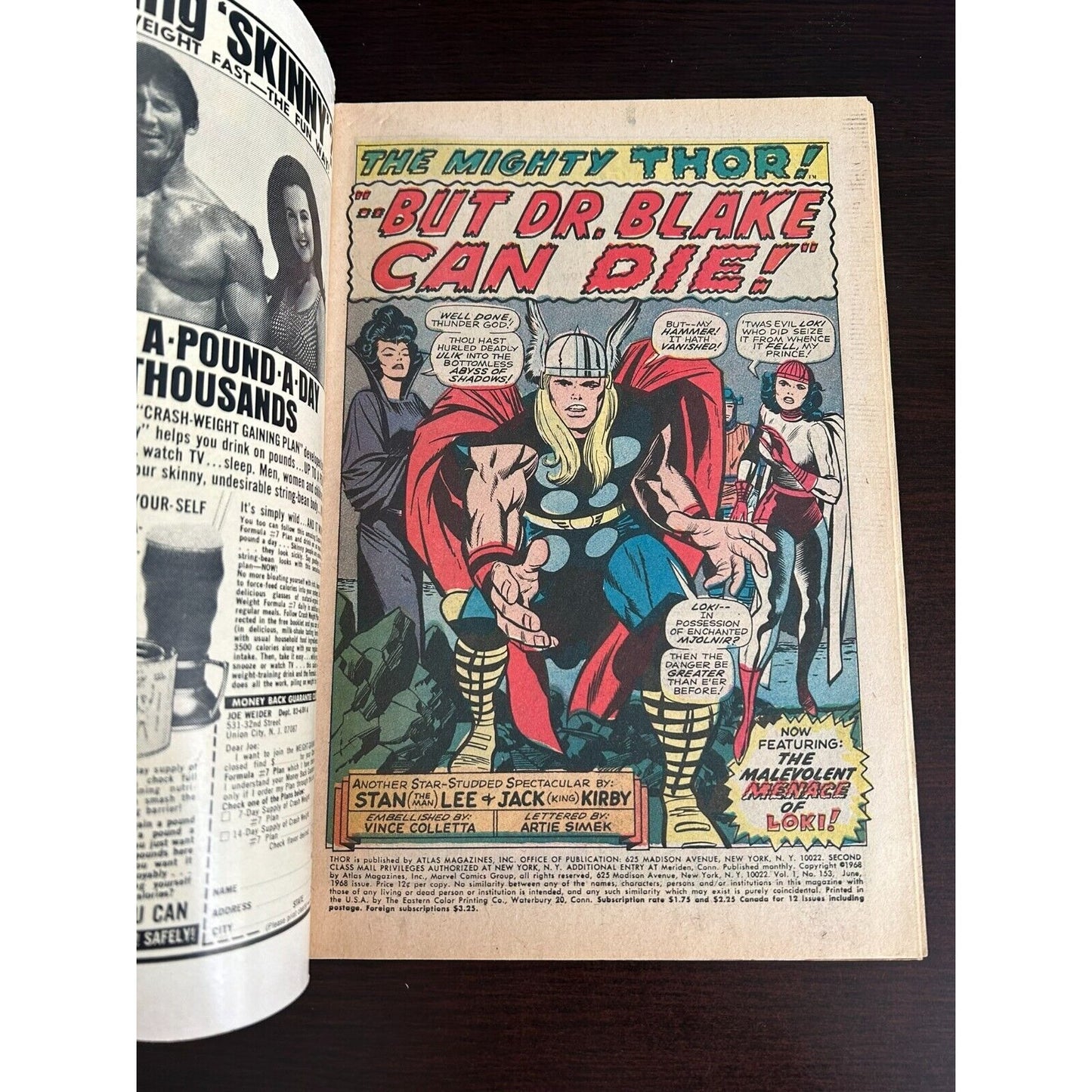 Thor #153 Stan Lee & Jack Kirby Story & Art Silver Age Marvel Comics 1968 VG/F