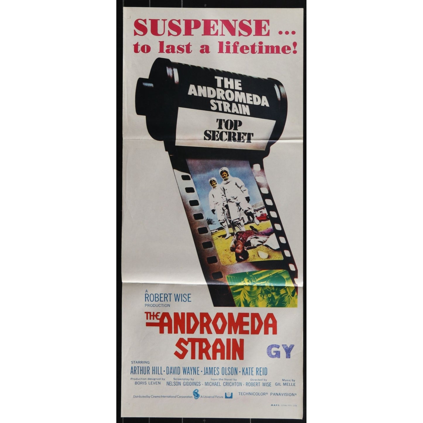 The Andromeda Strain (1971) Orig. Australian Daybill Movie Poster Folded 13x30