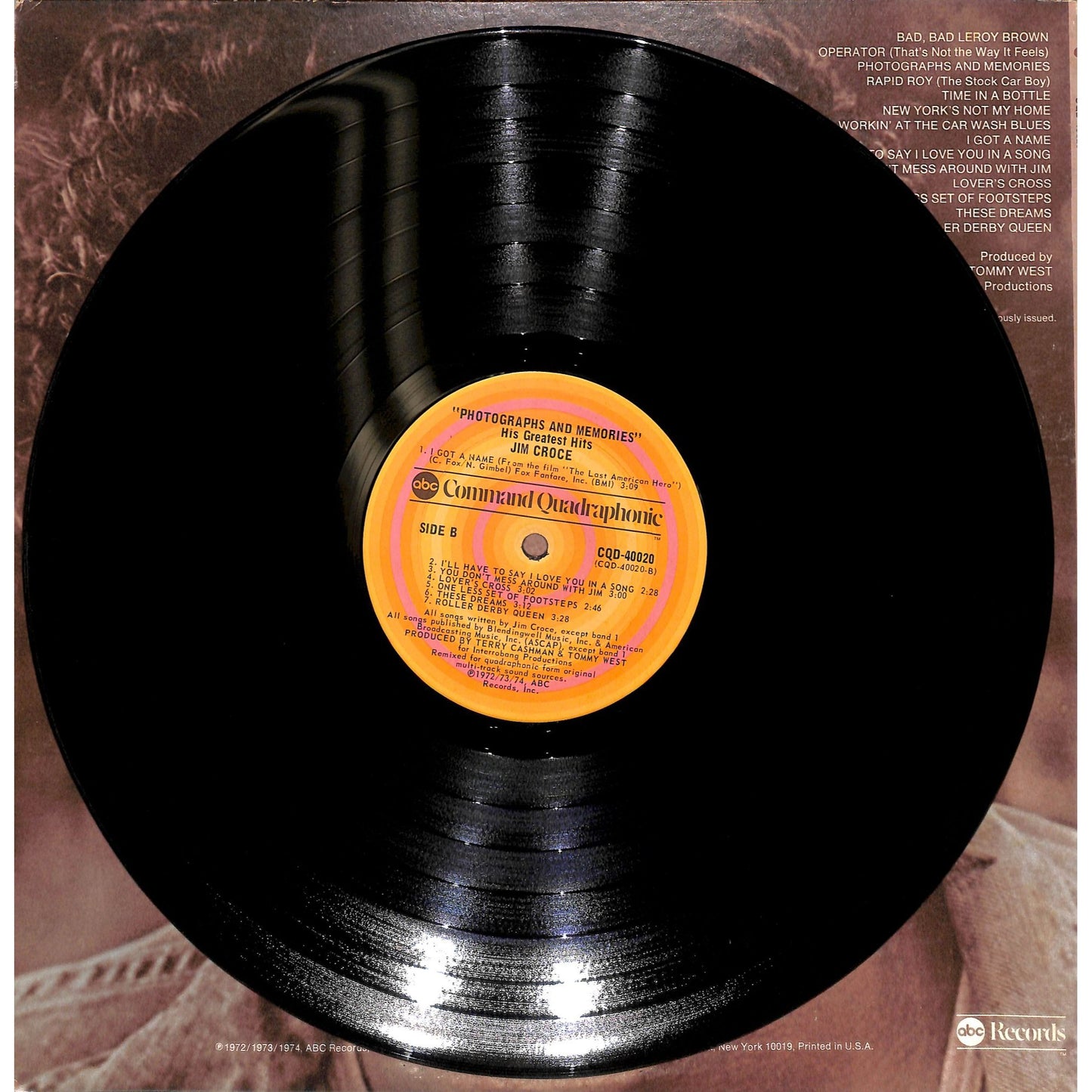 Jim Croce - Photographs and Memories (His Greatest Hits) Vinyl Record CQD-40020