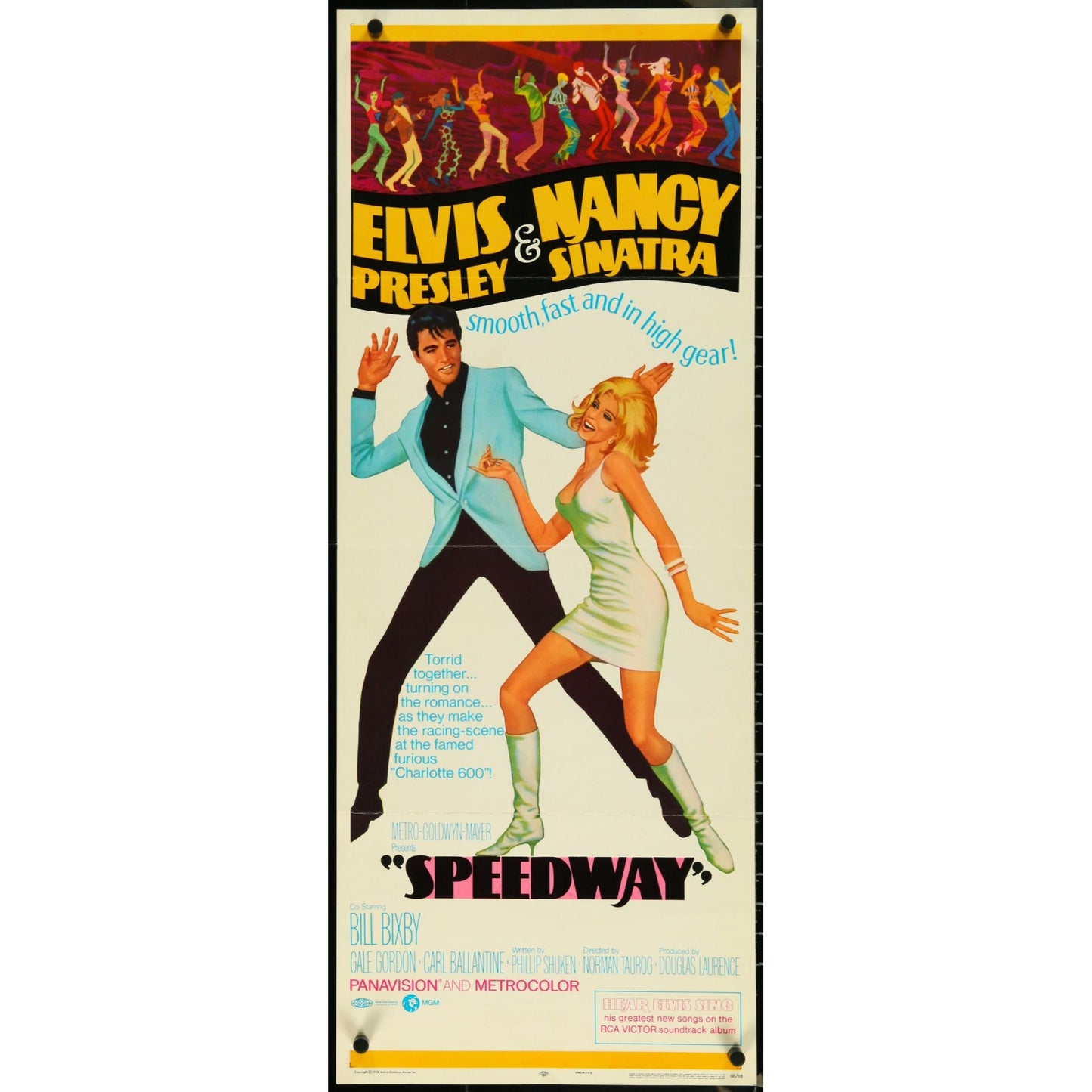 SPEEDWAY (1968) Original Insert Movie Poster 14"x36" Elvis Nancy Sinatra Classic
