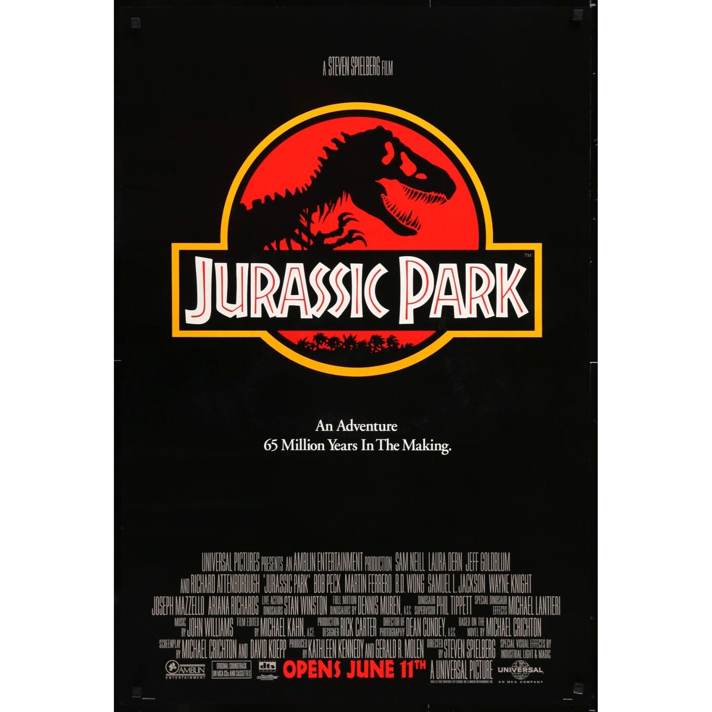 JURASSIC PARK Original Theatrical Unfolded Movie Poster 26 3/4" x 39 3/4"
